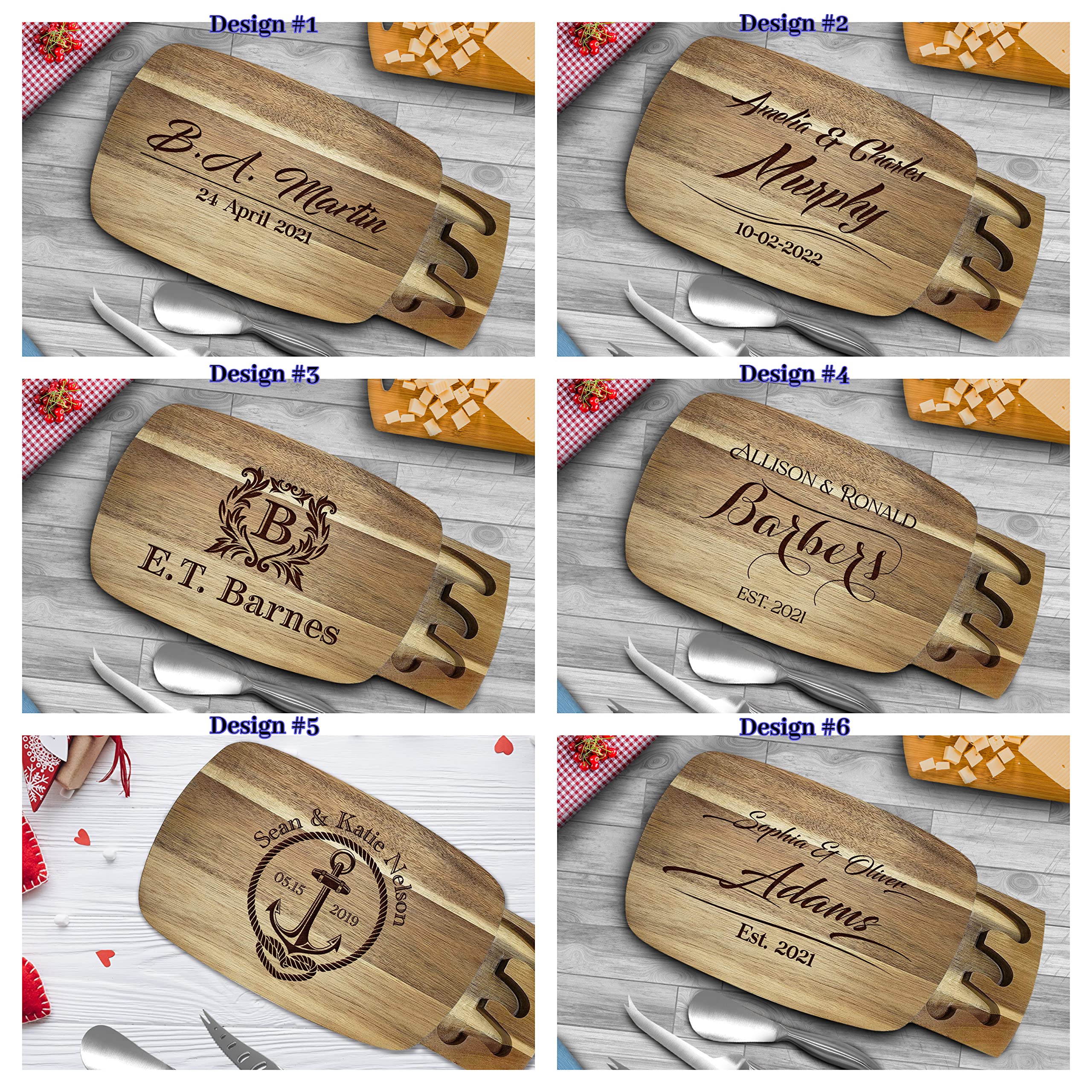 Personalized Wooden Cheese Board for Couples - Custom Engraved Charcuterie Serving Platter - Unique Wedding & Anniversary Gift - Perfect for Romantic Dinners, Housewarming Parties & Kitchen Decor