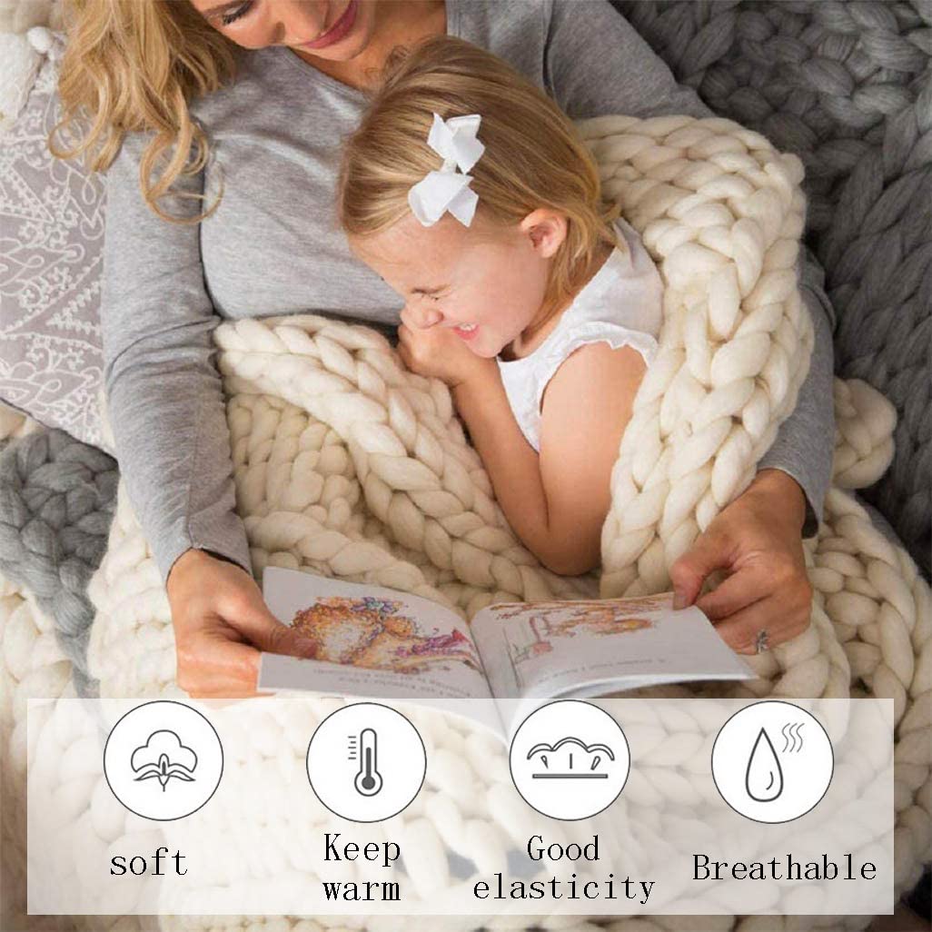 Handmade Chunky Knit Blanket - Super Soft & Warm Throw Blanket for Bed, Couch, Sofa - Cozy Home Decor & Pet Blanket - Perfect for Living Room, Bedroom & Winter Nights
