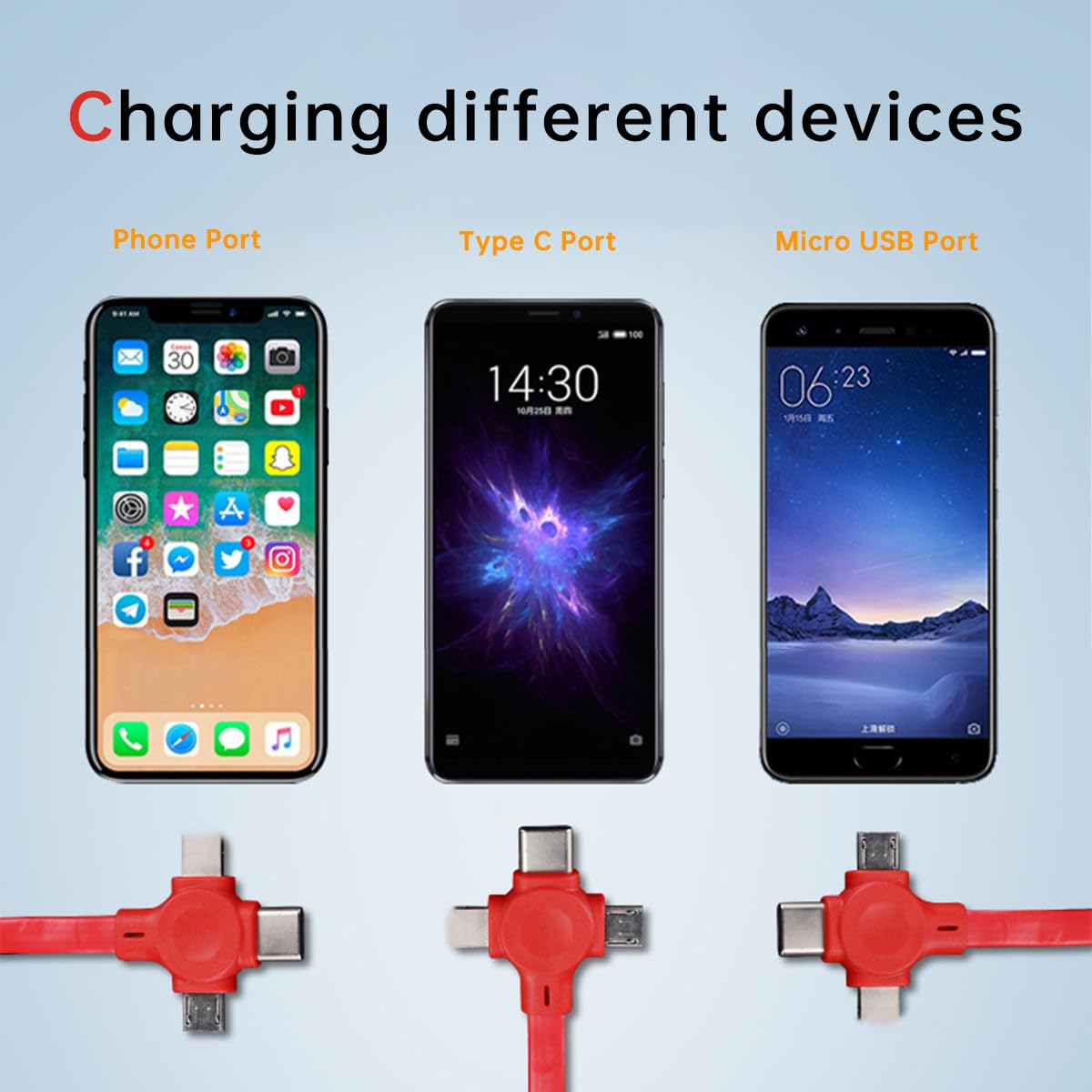 Seamost 4-Pack Retractable 3-in-1 Charging Cable with Phone Holder - USB C, Micro USB & Lightning Compatible with iPhone, Android, Tablets - Perfect for Travel, Office & Home Use