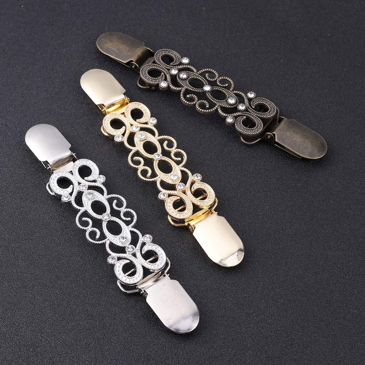 Vintage Holibanna Sweater Shawl Clips - Retro Cardigan Collar Clasps & Poncho Buckle Pins for Women | Elegant Shirt Holder Brooches for Office, Parties & Special Occasions