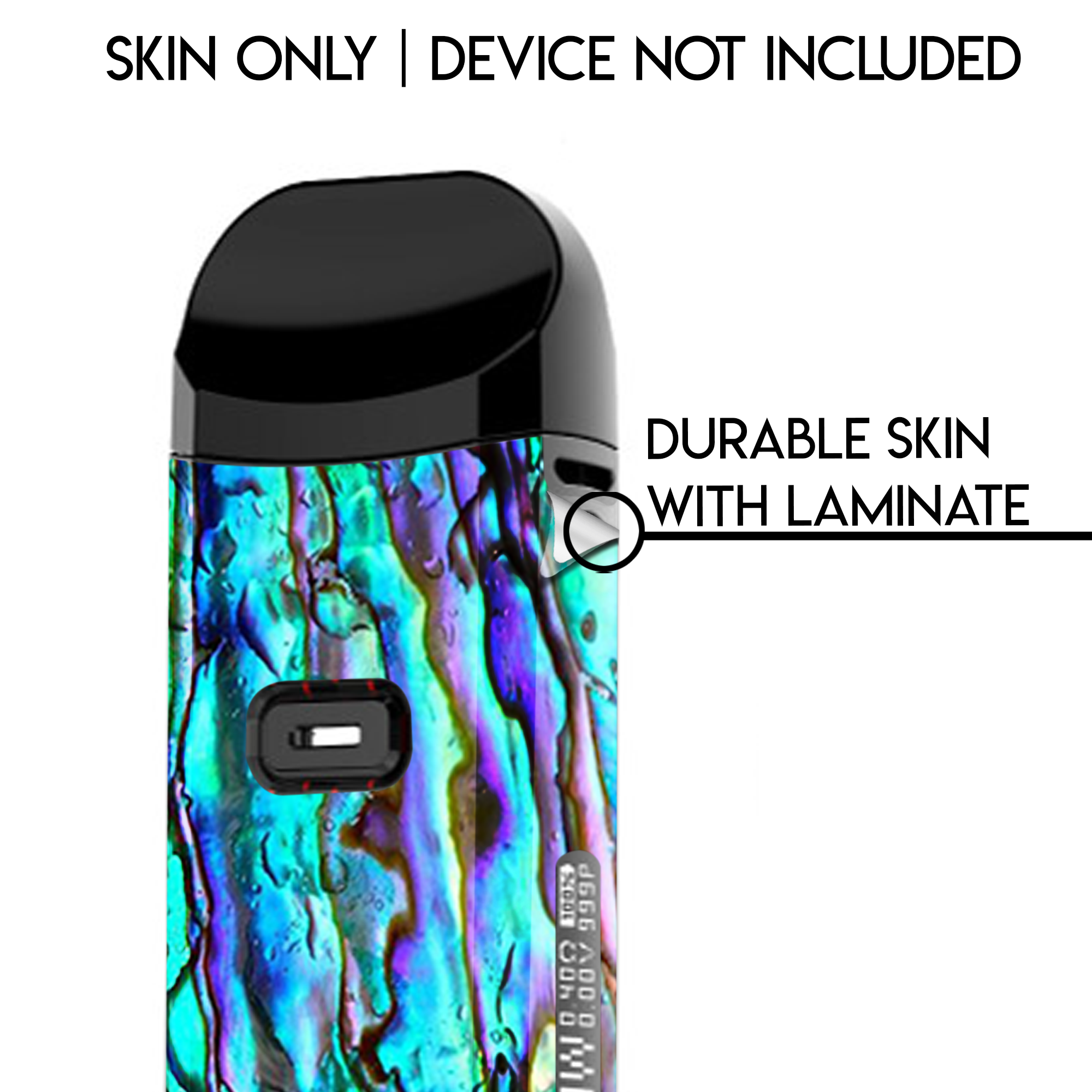Premium Abalone Ripples Green Blue Purple Replacement Skin Cover for Smok Nord 2 Vape Pod - Stylish Protection for Everyday Use & Travel