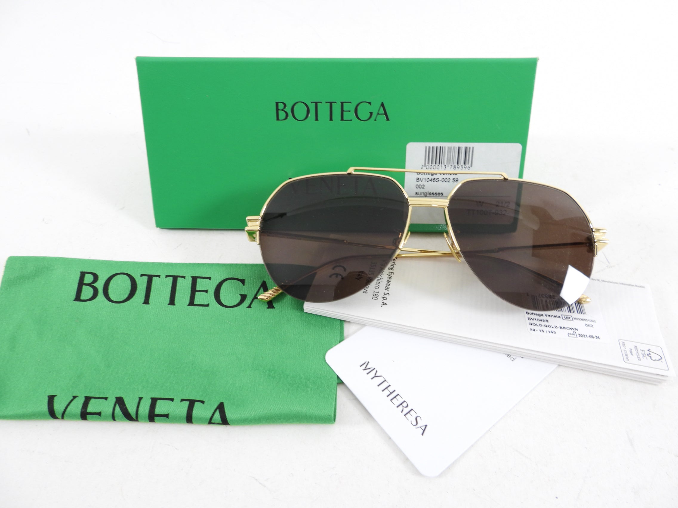 Bottega Veneta BV1046S Gold Aviator Sunglasses for Women - Luxury Designer Shades for Driving, Travel & Outdoor Fashion
