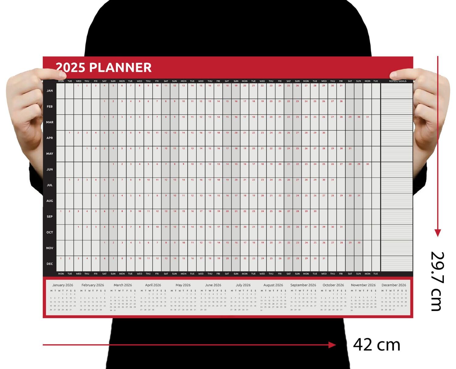 Evelay 2025 Wall Calendar Planner - A3 Size (42.0 x 29.7cm) | Full Year at a Glance | Perfect for Home, Office, Work & School Organization | Great for Planning, Scheduling & Time Management