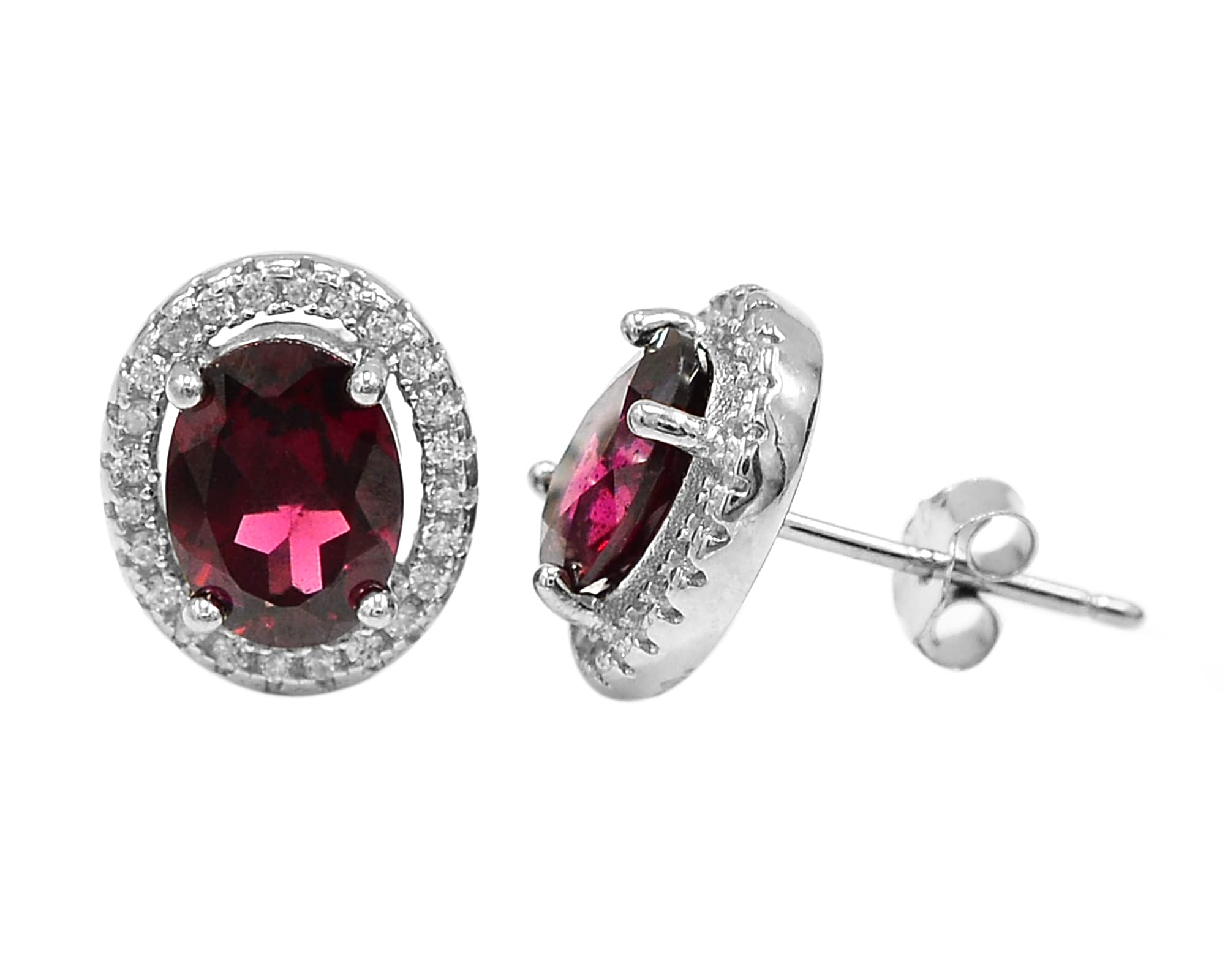 January Birthstone Natural Red Rhodolite Garnet Jewelry Set - 925 Sterling Silver Ring, Earrings & Pendant for Women | Perfect Love & Friendship Gift for Girlfriend, Wife or Daughter | Ideal for Valentine's Day, Anniversary & Special Occasions