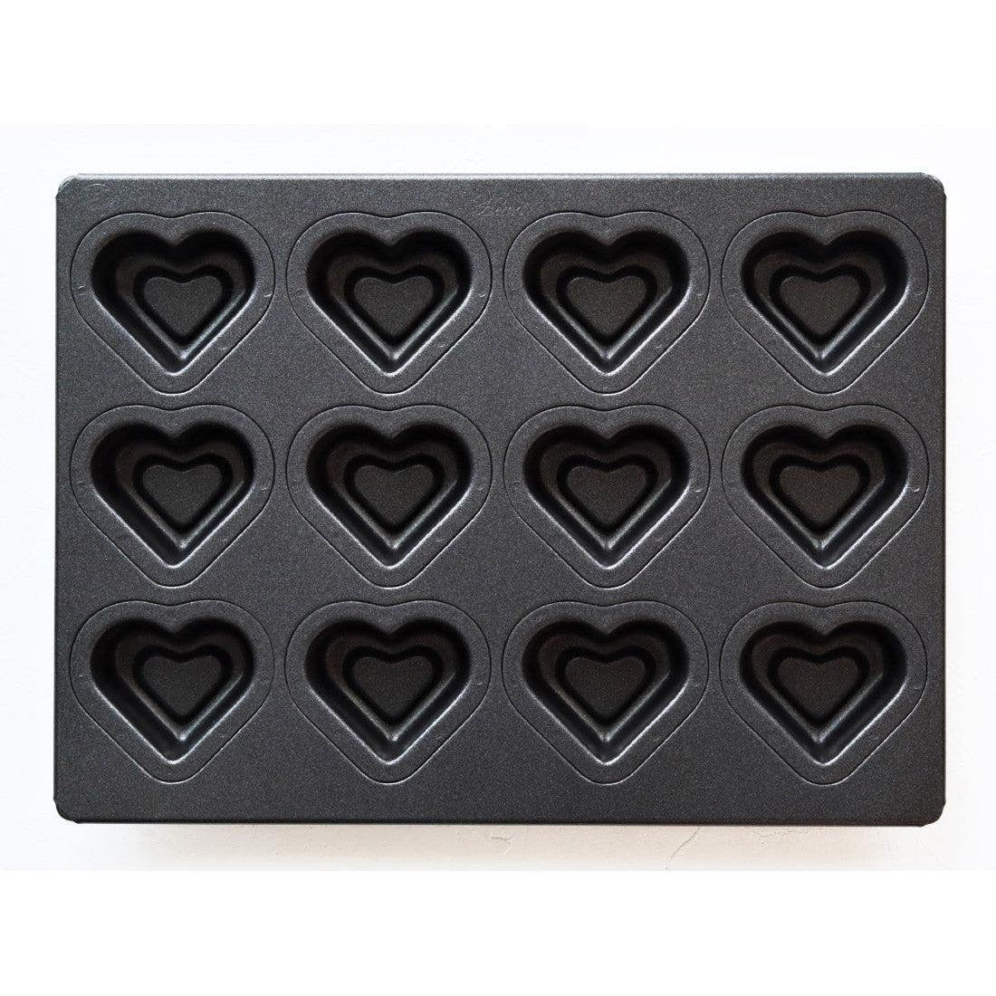 Matsunaga Double Heart Cake Mold - Non-Stick Teflon Coated 12-Well Baking Pan for Cupcakes, Muffins & Desserts - Perfect for Valentine's Day, Weddings & Romantic Baking
