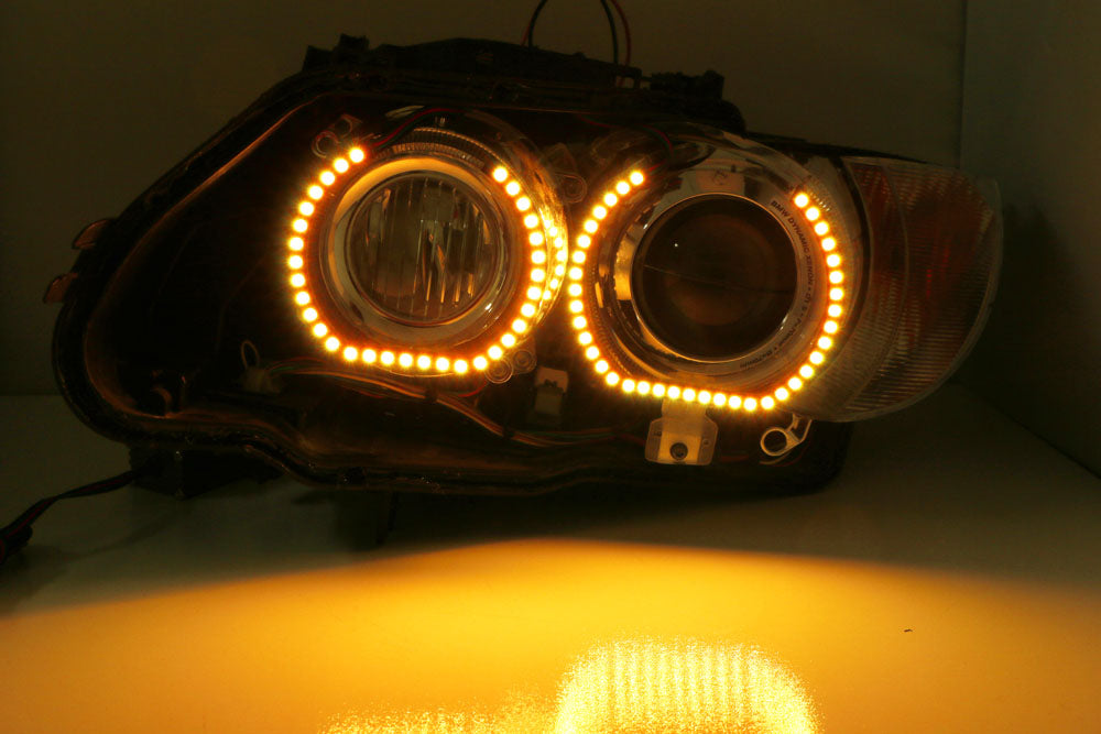 DTM Style RGB Multi-Color LED Angel Eyes Halo Rings for BMW Headlights - Upgrade Your BMW Lighting for Night Driving & Car Shows
