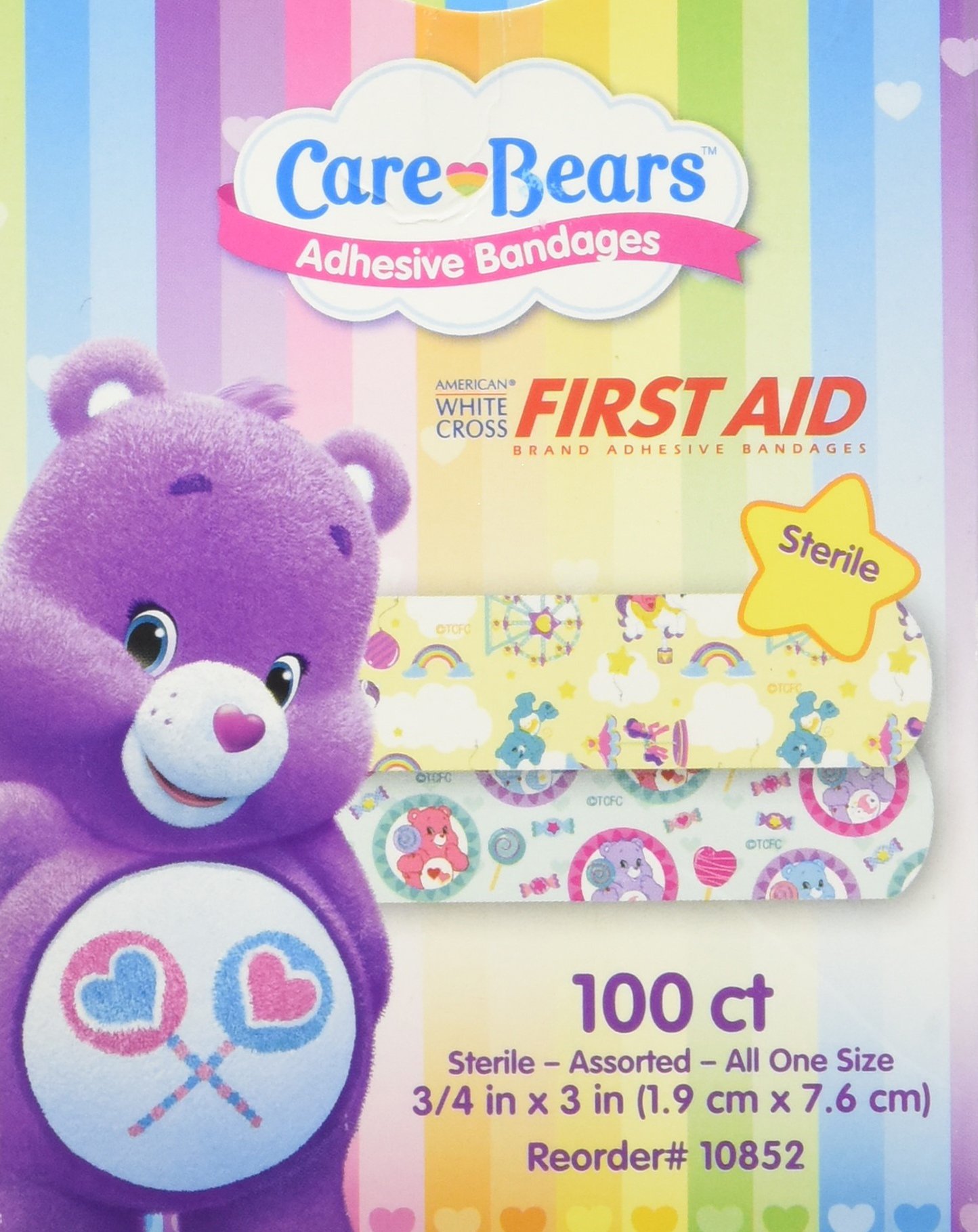 Care Bears Adhesive Bandages for Kids - 100 Count Pack - First Aid Supplies for Cuts, Scrapes & Minor Wounds - Perfect for School, Home & Travel First Aid Kits