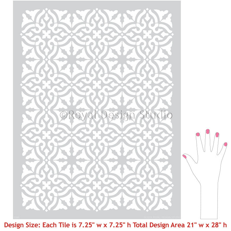 Toledo Tile Allover Stencil - Reusable DIY Wall Stencils for Home Decor, Bathroom, Kitchen Backsplash - Perfect for Painting Patterns on Walls, Floors, and Furniture