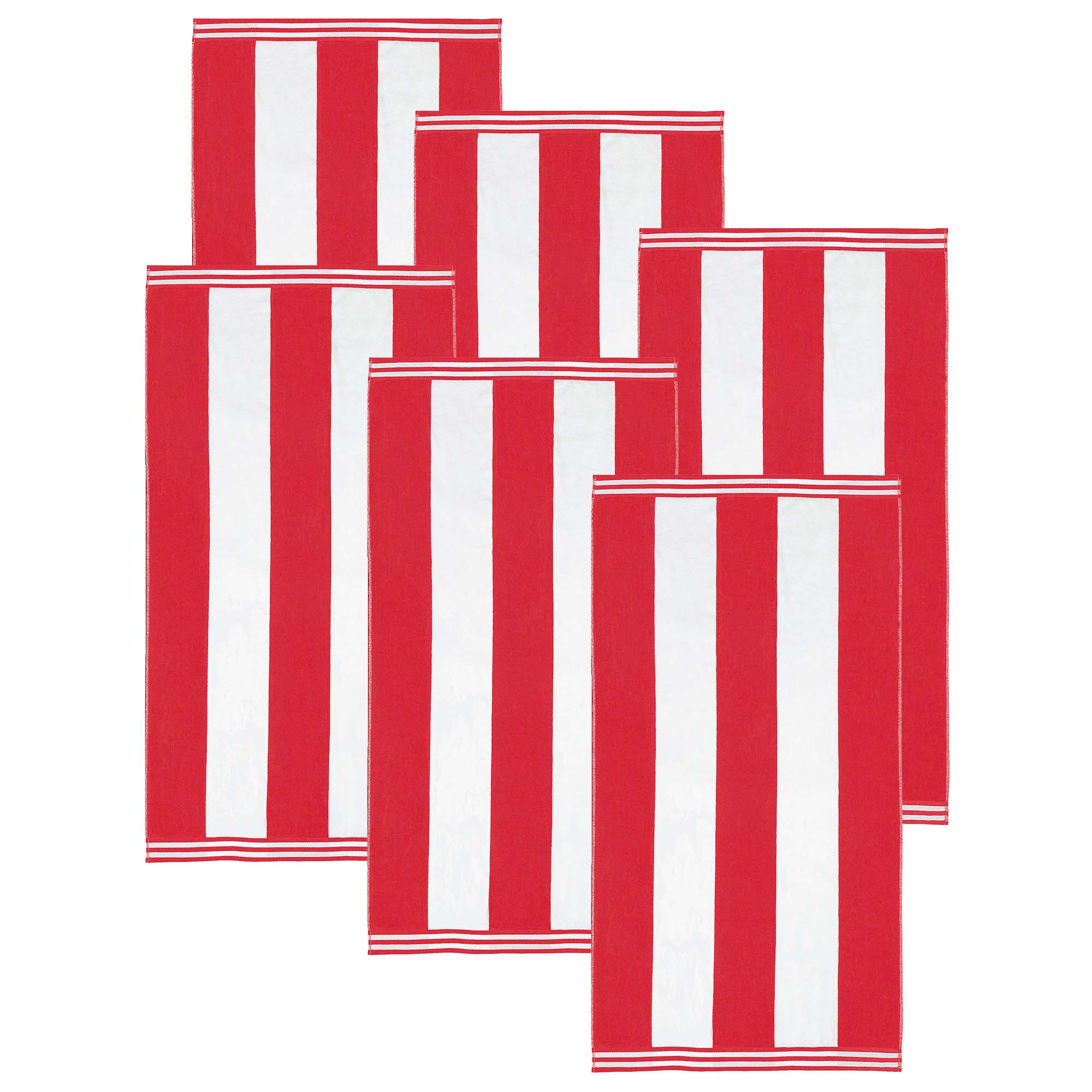 Premium Cabana Stripe Oversized Cotton Beach Towel Set of 2, 4, or 6 - Soft, Absorbent & Quick-Drying for Pool, Beach, Vacation & Spa Use