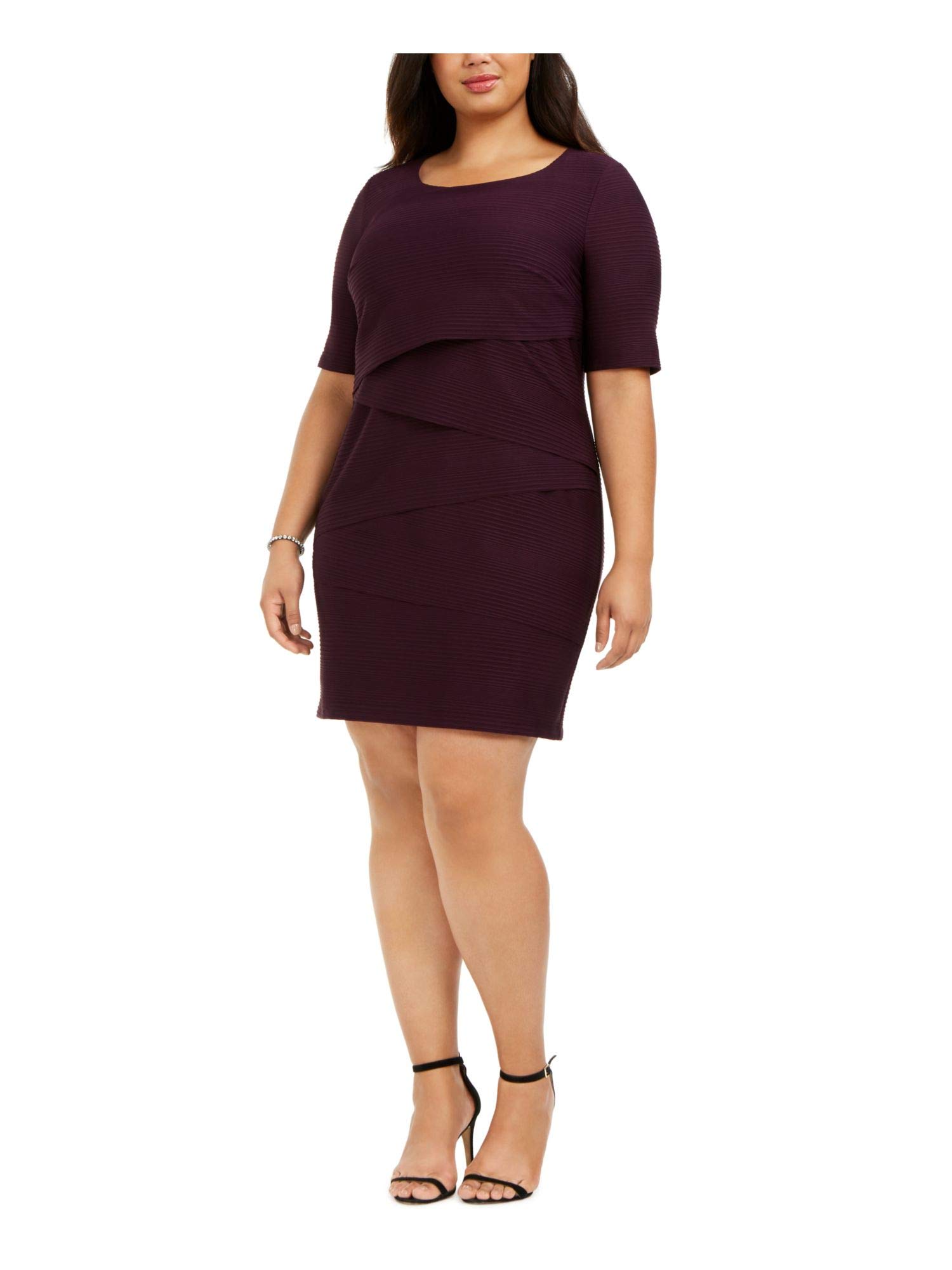 Stylish Plus Size Women's Jersey Tiered Sheath Dress - Comfortable & Flattering Fit for Work, Parties & Special Occasions | Connected Apparel