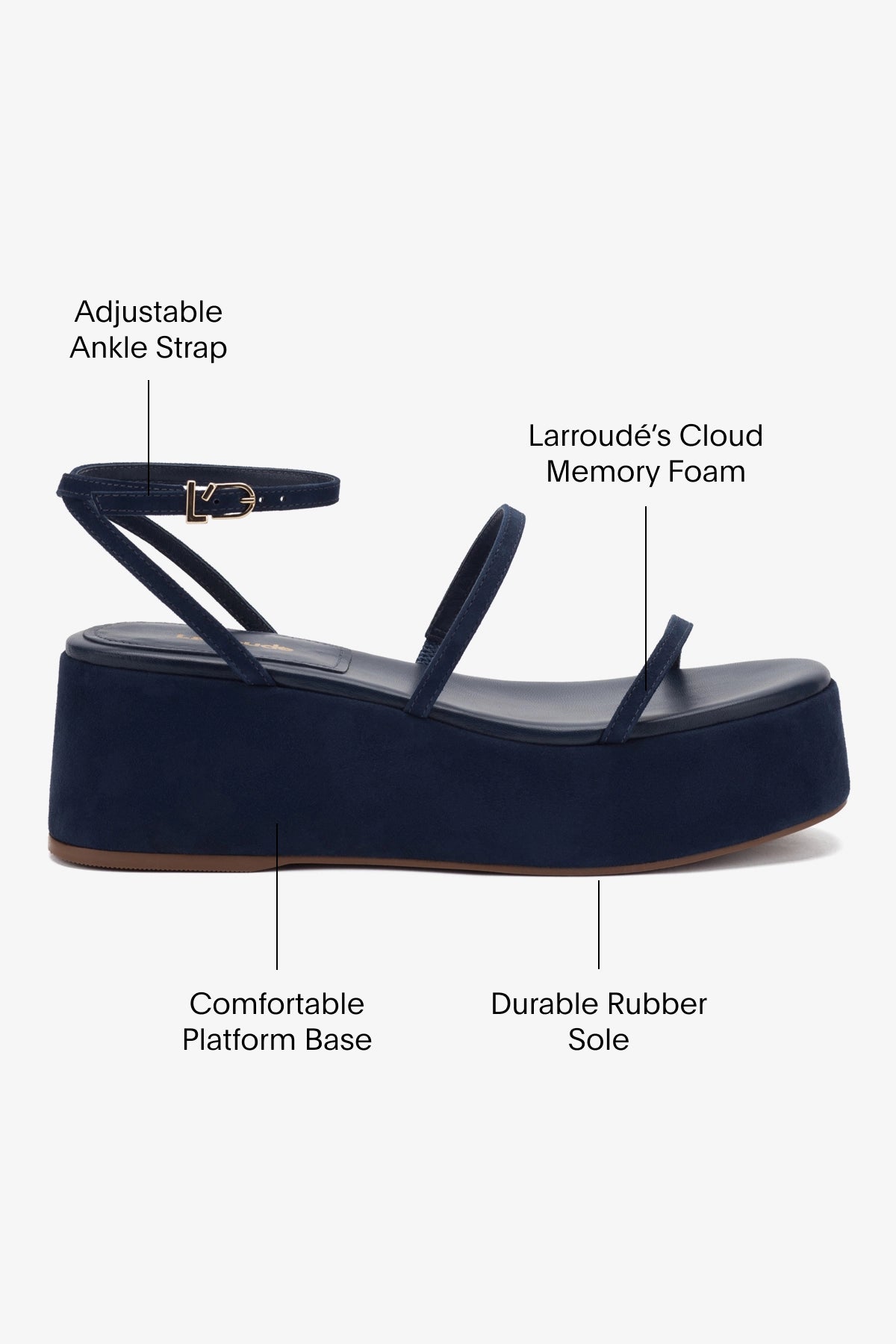 Gio Flatform Sandal for Women - Navy Blue Suede Comfortable Summer Slide Sandals | Perfect for Beach, Pool, and Casual Outings