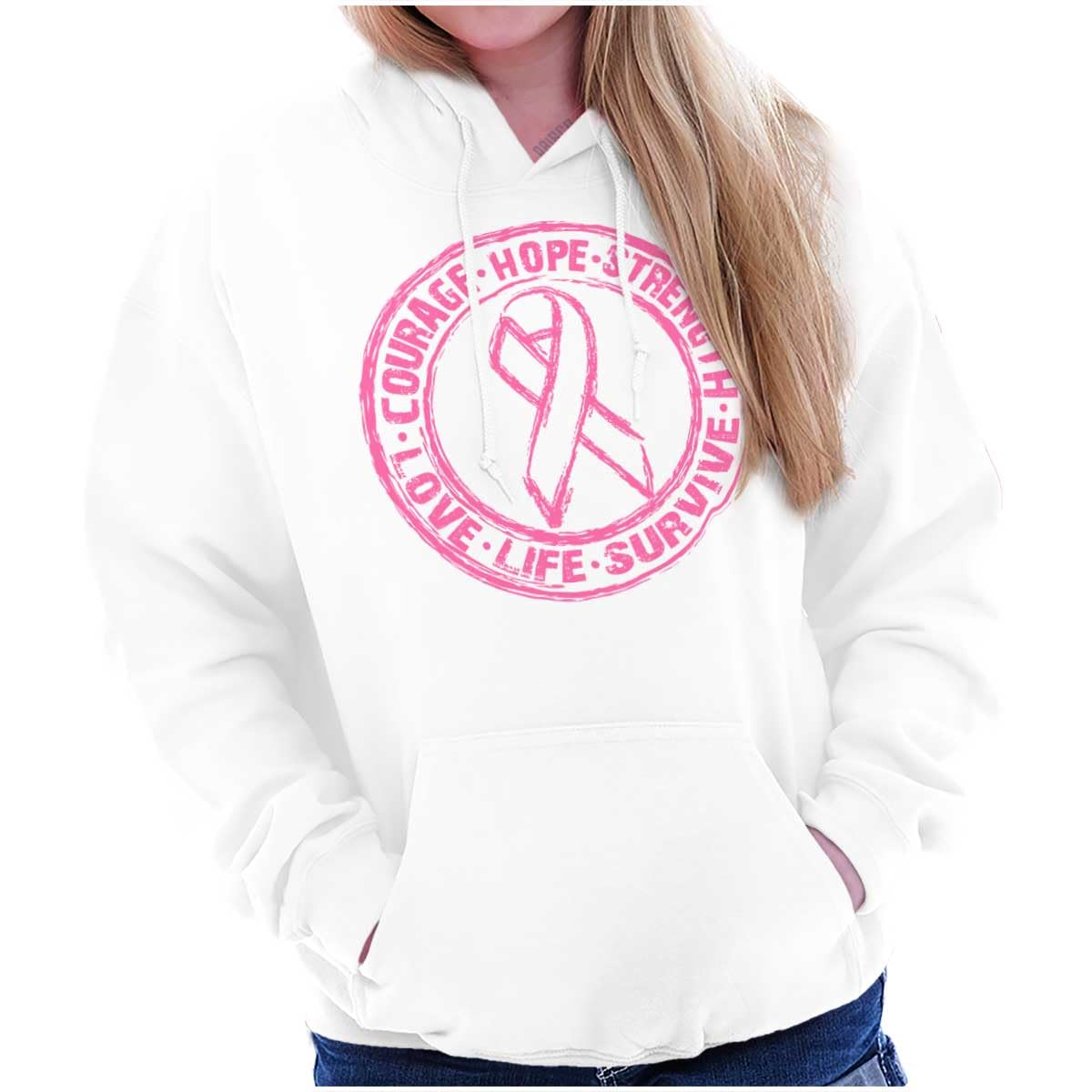Courage Strength Love Life Support Hoodie Sweatshirt for Women - Comfortable Pullover Sweater for Everyday Wear & Motivational Gifts