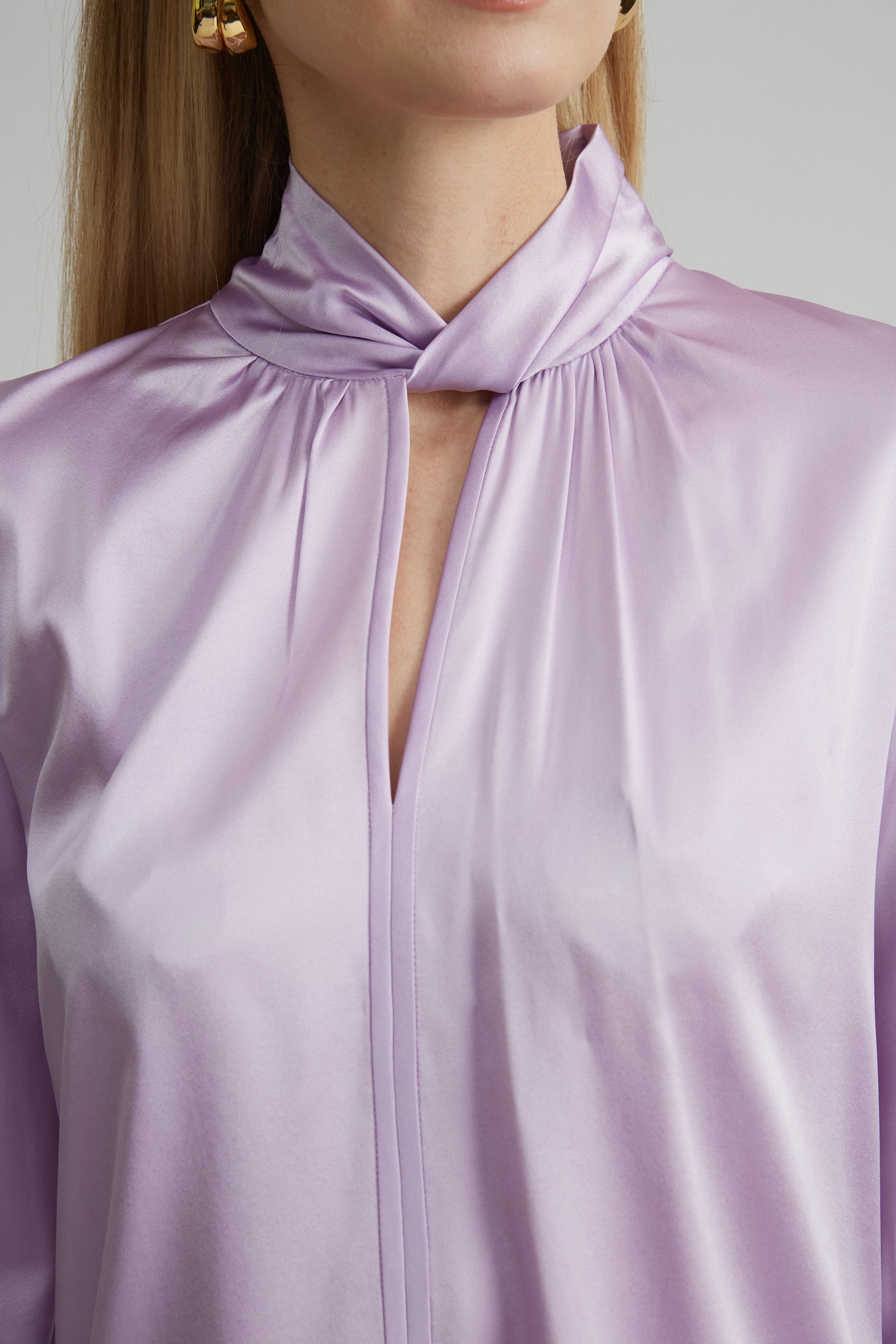 Silk Satin Twist Shirt for Women - Elegant Blouse with Long Sleeves & Button Front - Perfect for Office Wear, Date Nights & Special Occasions