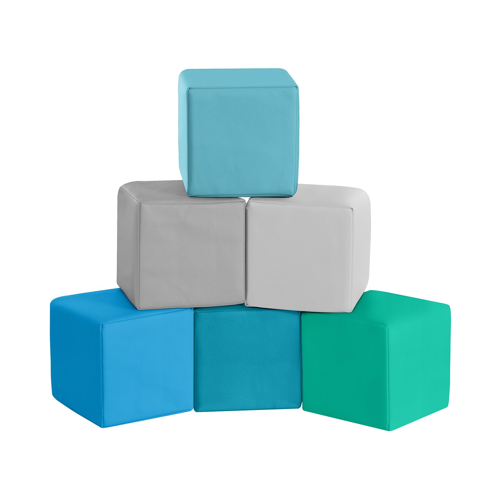 6-Piece Soft Foam Building Blocks for Toddlers | PU Leather Early Learning Construction Toys | Colorful Large Stacking Blocks for Kids | Indoor Play & Birthday Gift | Perfect for Preschool STEM Activities & Creative Playtime