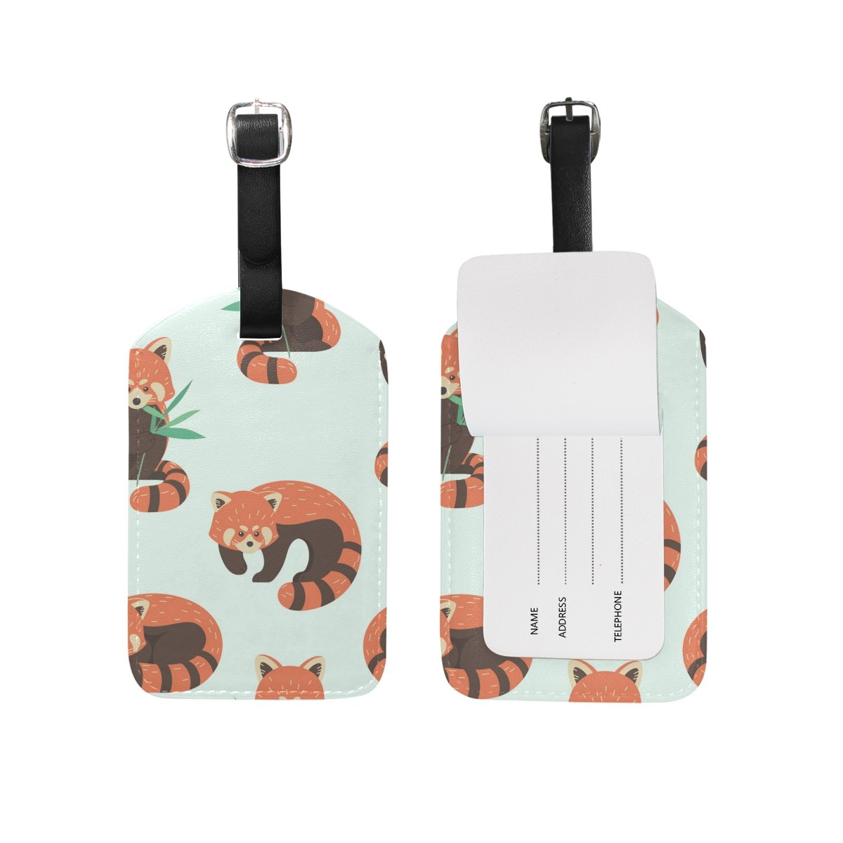 Cute Red Panda Luggage Tag - Genuine Leather Suitcase ID Tag for Travel Bags (1 Piece) - Perfect for Airports, Cruise Ships & Business Trips