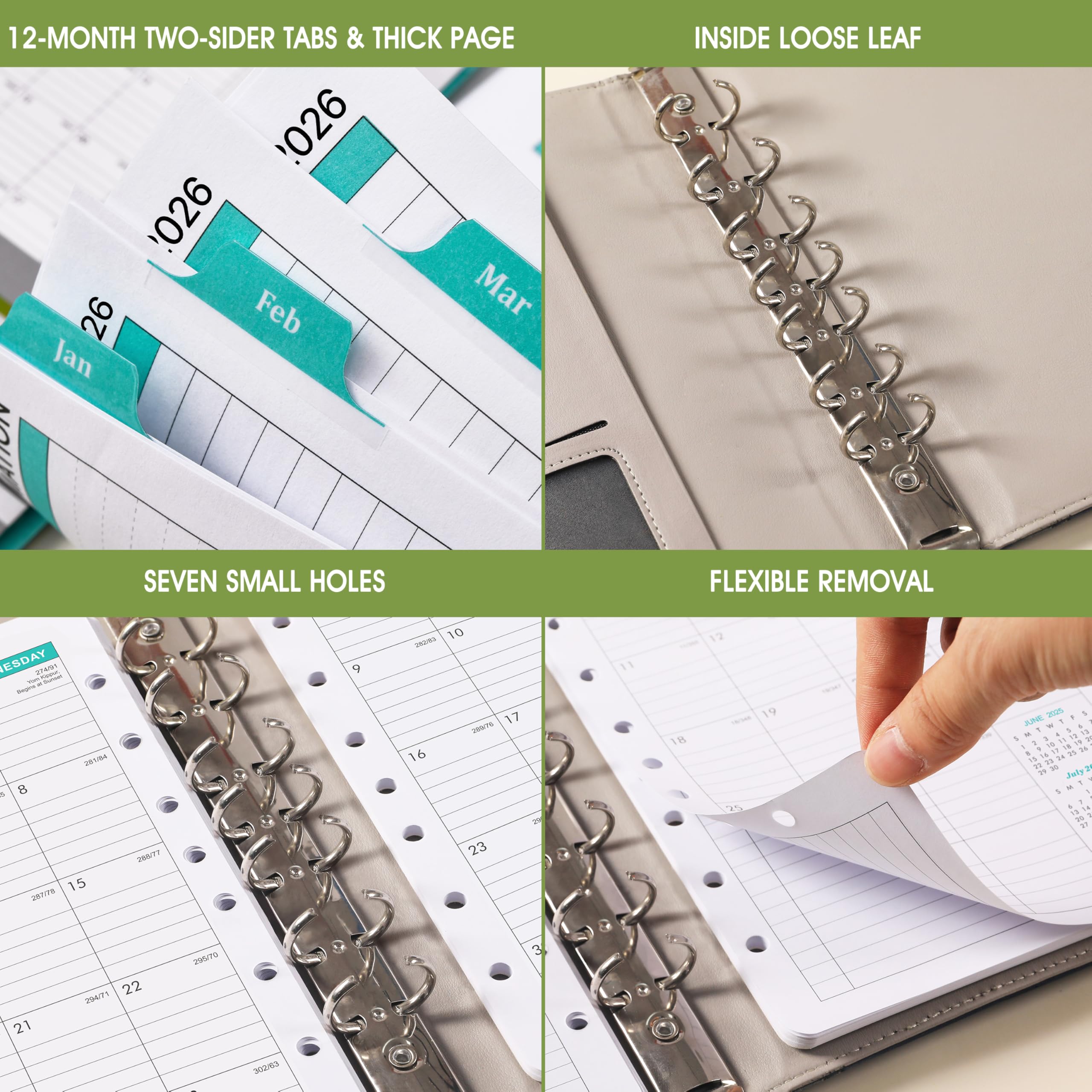 2025-2027 Monthly Planner Refill Inserts - 7-Hole Punched for Franklin Covey & Similar Planners, 5.5