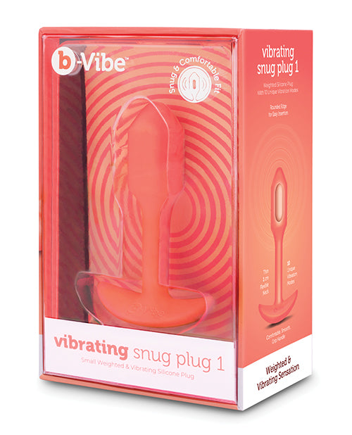 B Vibe Vibrating Snug Plug - Rechargeable Silicone Anal Plug for Men & Women, Small Size, Orange - Perfect for Solo Play & Couples Intimacy