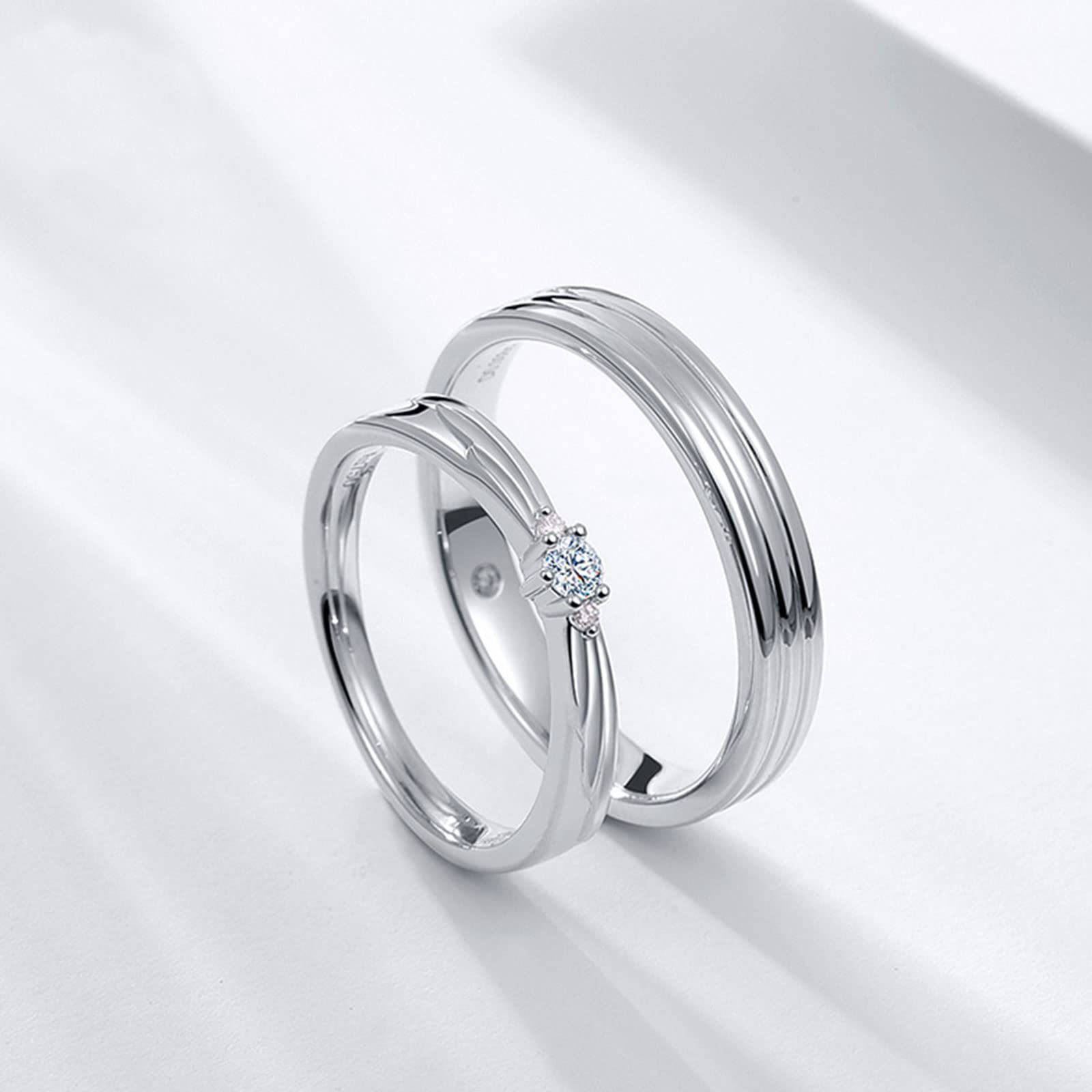 Diamond Matching Couples Rings for Him and Her - Sterling Silver, 10K, 14K, 18K Gold Wedding Promise Rings with Free Engraving | Perfect for Anniversaries, Engagements & Romantic Gifts