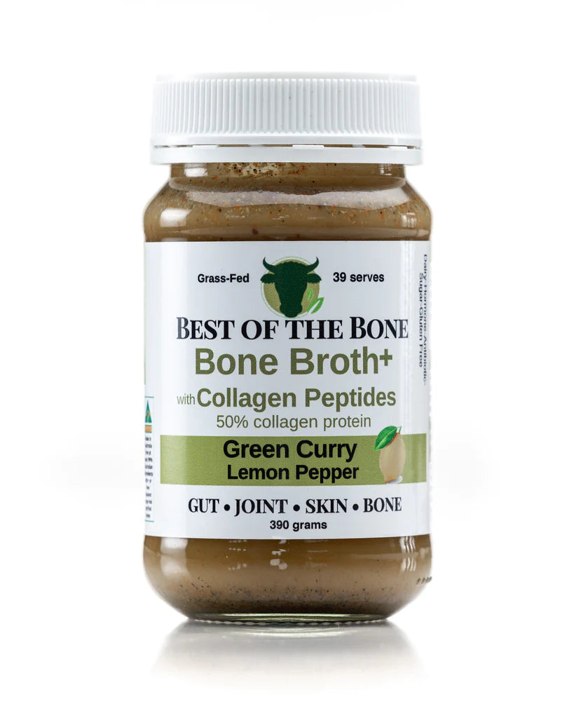 Best of the Bone Bone Broth Concentrate with Green Curry & Lemon Pepper - Keto & Paleo-Friendly Collagen Protein Powder for Soups, Cooking & Wellness Drinks