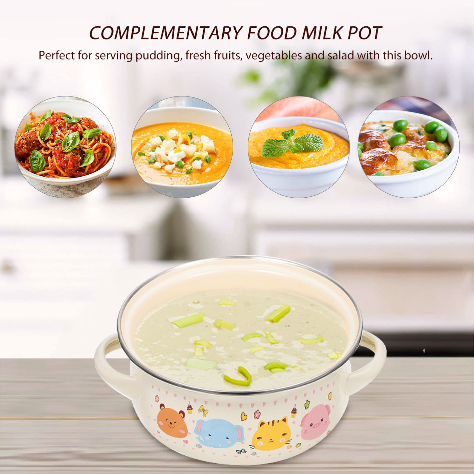 Angoily Porcelain Enamel Stock Pot with Lid - 16cm Ceramic Soup Pot for Stovetop & Oven - Perfect for Cooking Soup, Chicken, Pot Roast & Stews | Durable Kitchen Cookware for Home Chefs