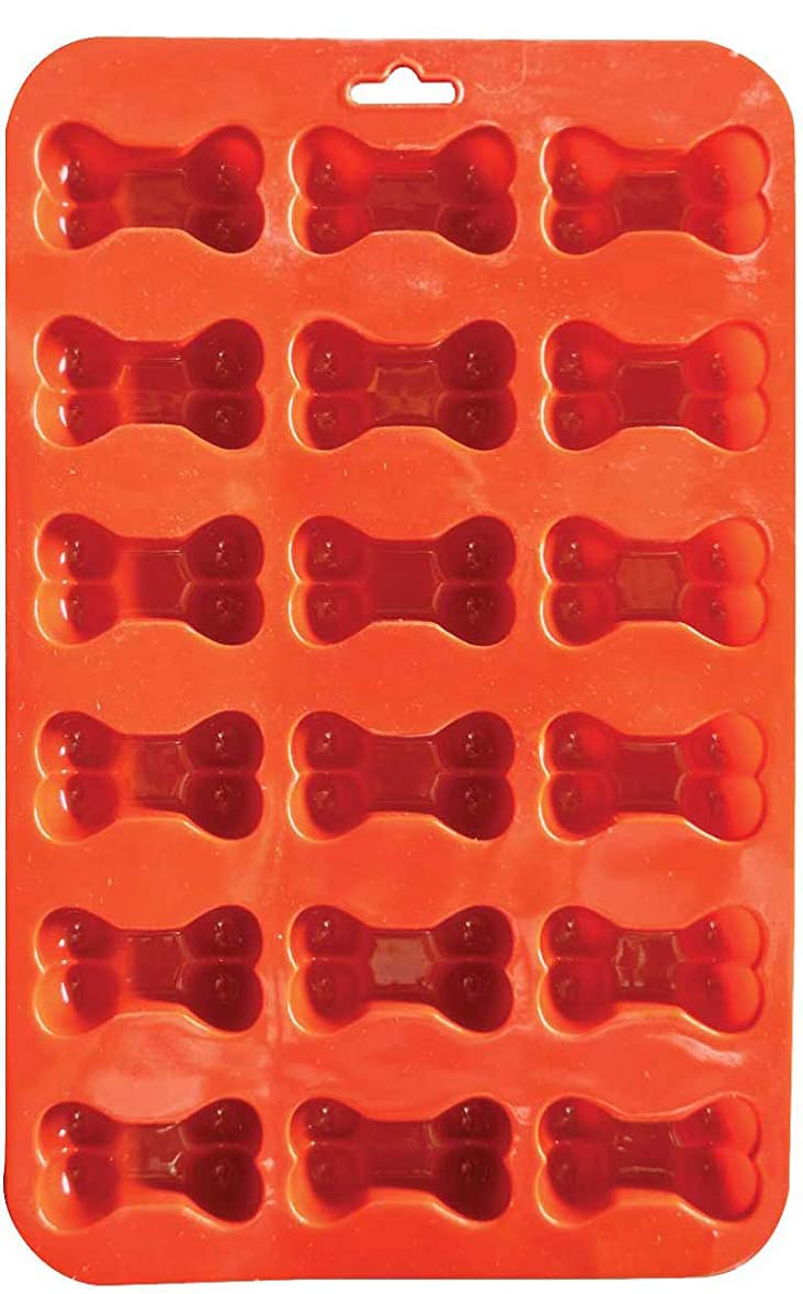 Reusable Silicone Dog Bone Paw Mold for Homemade Treats - Microwave & Freezer Safe - Perfect for DIY Dog Biscuits & Baking (Red)
