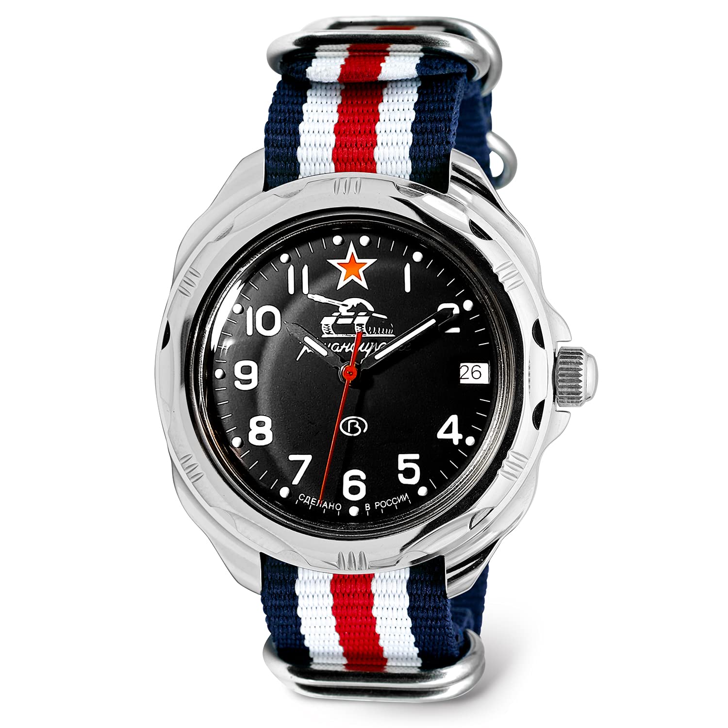 VOSTOK Komandirskie Tank Commander Russian Military Mechanical Wrist Watch for Men - 306 Series | Waterproof Automatic Watch | Durable Stainless Steel Case | Perfect for Business, Casual Wear & Military Enthusiasts | Great Gift for Watch Collectors
