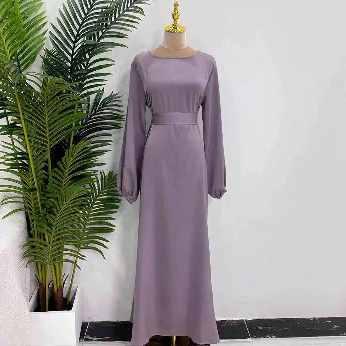 Elegant Middle Eastern Turkish Dubai Muslim Women's Satin Abaya Dress - Perfect for Prayer, Weddings & Special Occasions