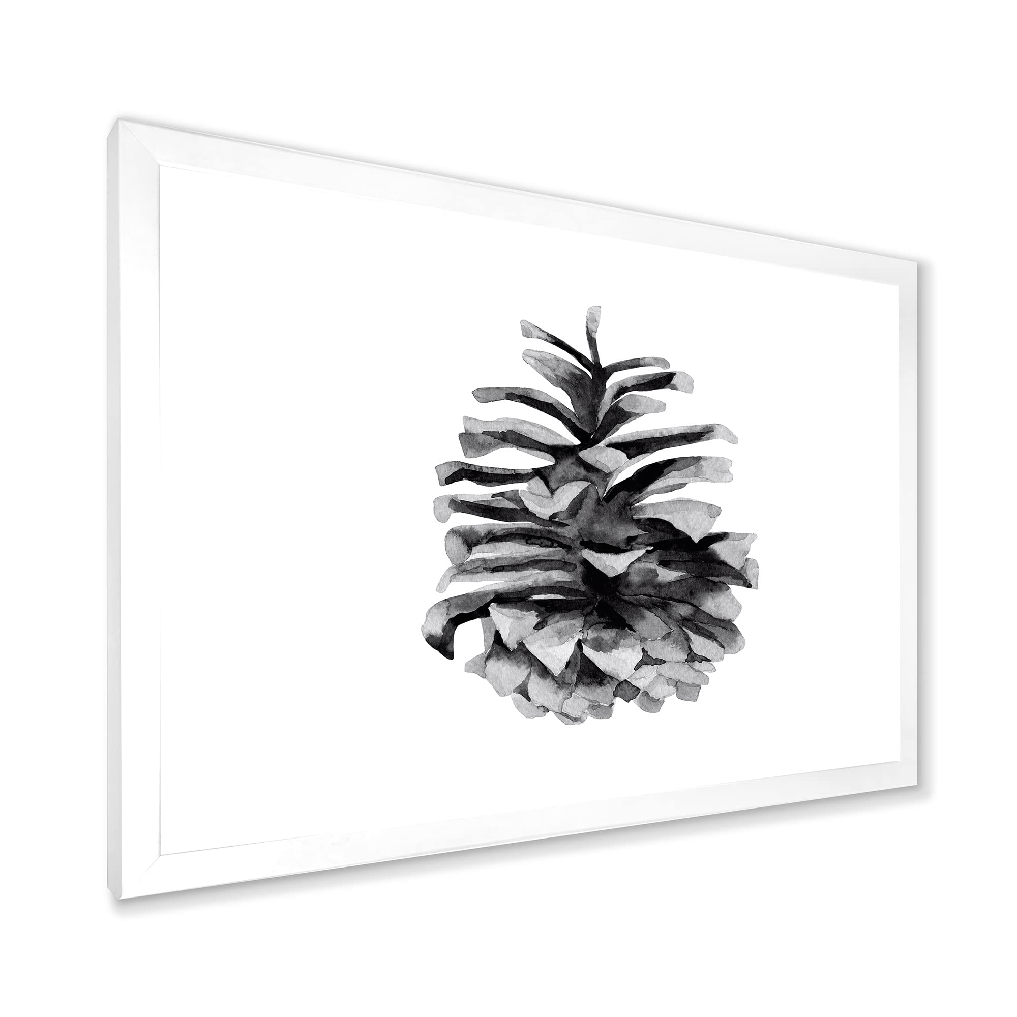 DesignQ Conifer Cone Monochrome Traditional Framed Wall Art - Elegant Home Decor for Living Room, Bedroom & Office