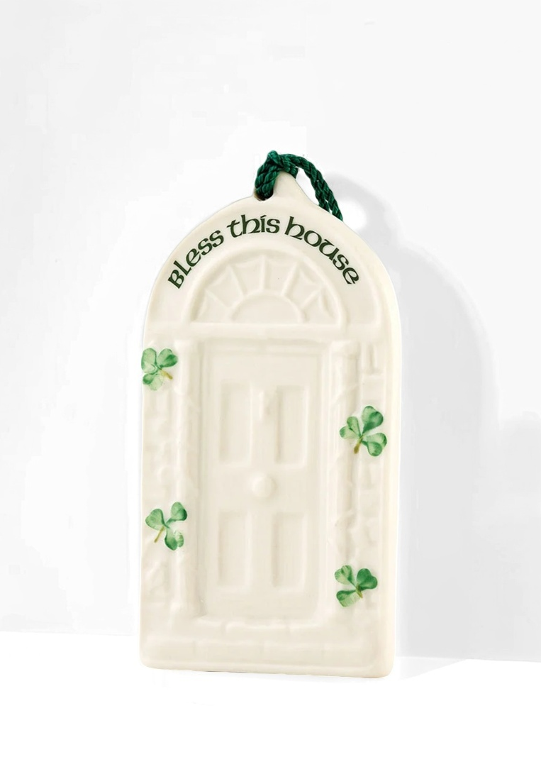 Belleek Classic House Blessing Ornament - Irish Porcelain Home Decor for Good Luck & Protection | Perfect for Housewarming, Wedding, Christmas Gifts & Home Blessing Ceremonies