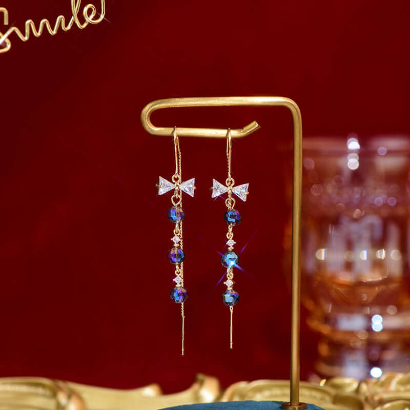 Tiny Bow Threader Earrings - Dainty Gold/Silver Threader Earrings for Women | Perfect for Everyday Wear, Parties & Gifts (Style A8844)