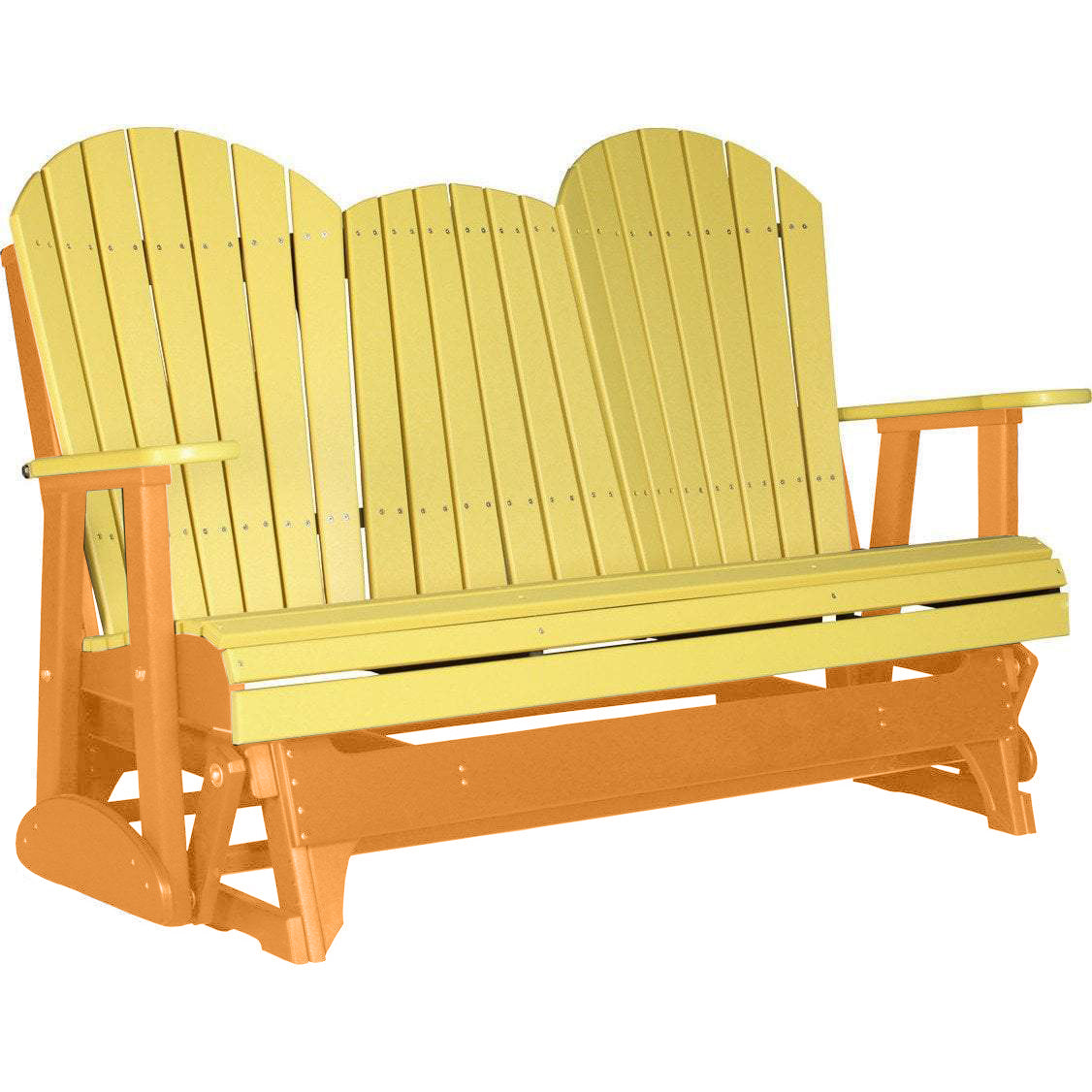 LuxCraft 5 ft. Yellow Recycled Plastic Adirondack Outdoor Glider Chair - Perfect for Patio, Garden, Poolside & Backyard Relaxation