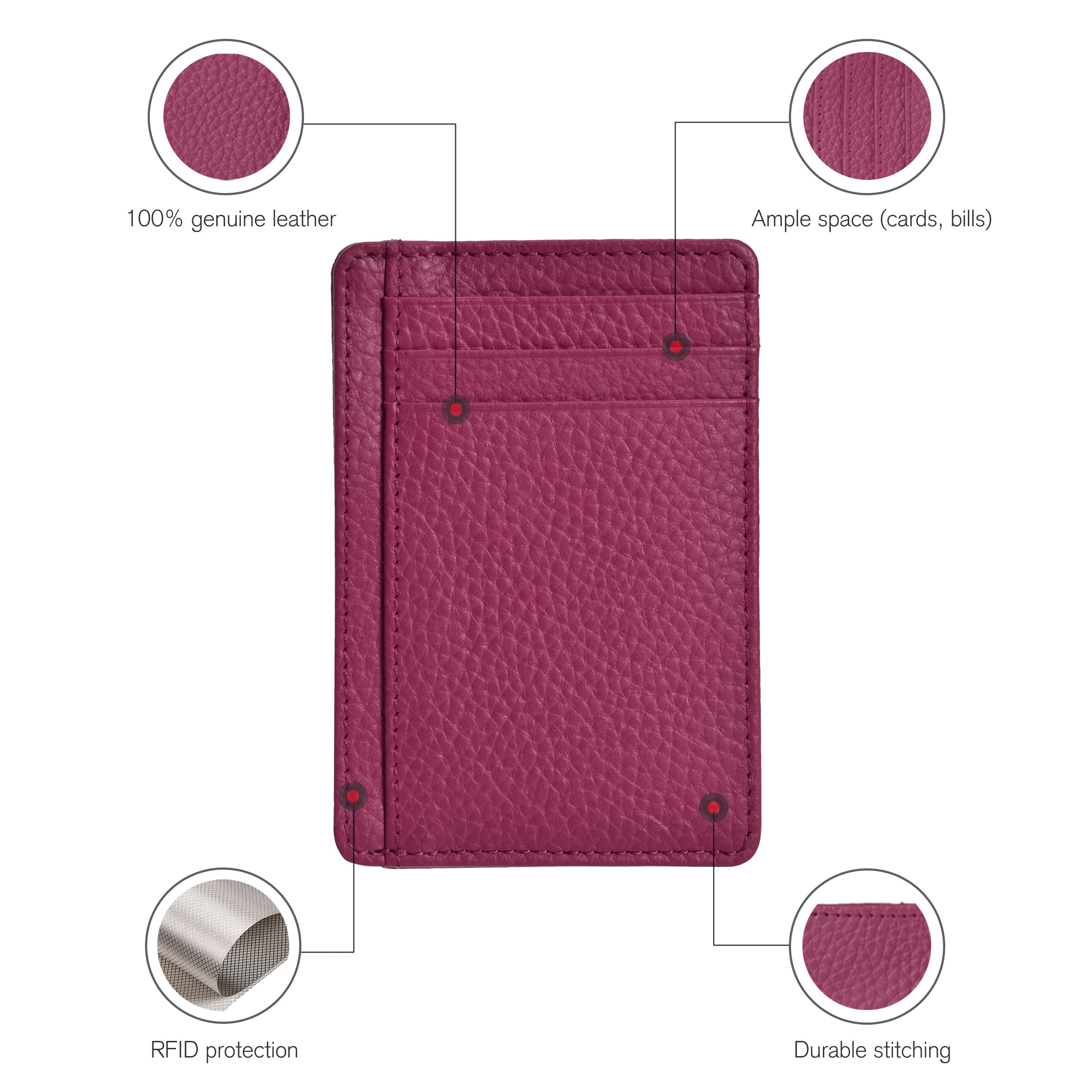 Slim RFID Blocking Leather Wallet for Men & Women - Minimalist Front Pocket Card Holder with Money Clip | Perfect for Travel, Everyday Carry & Business Use