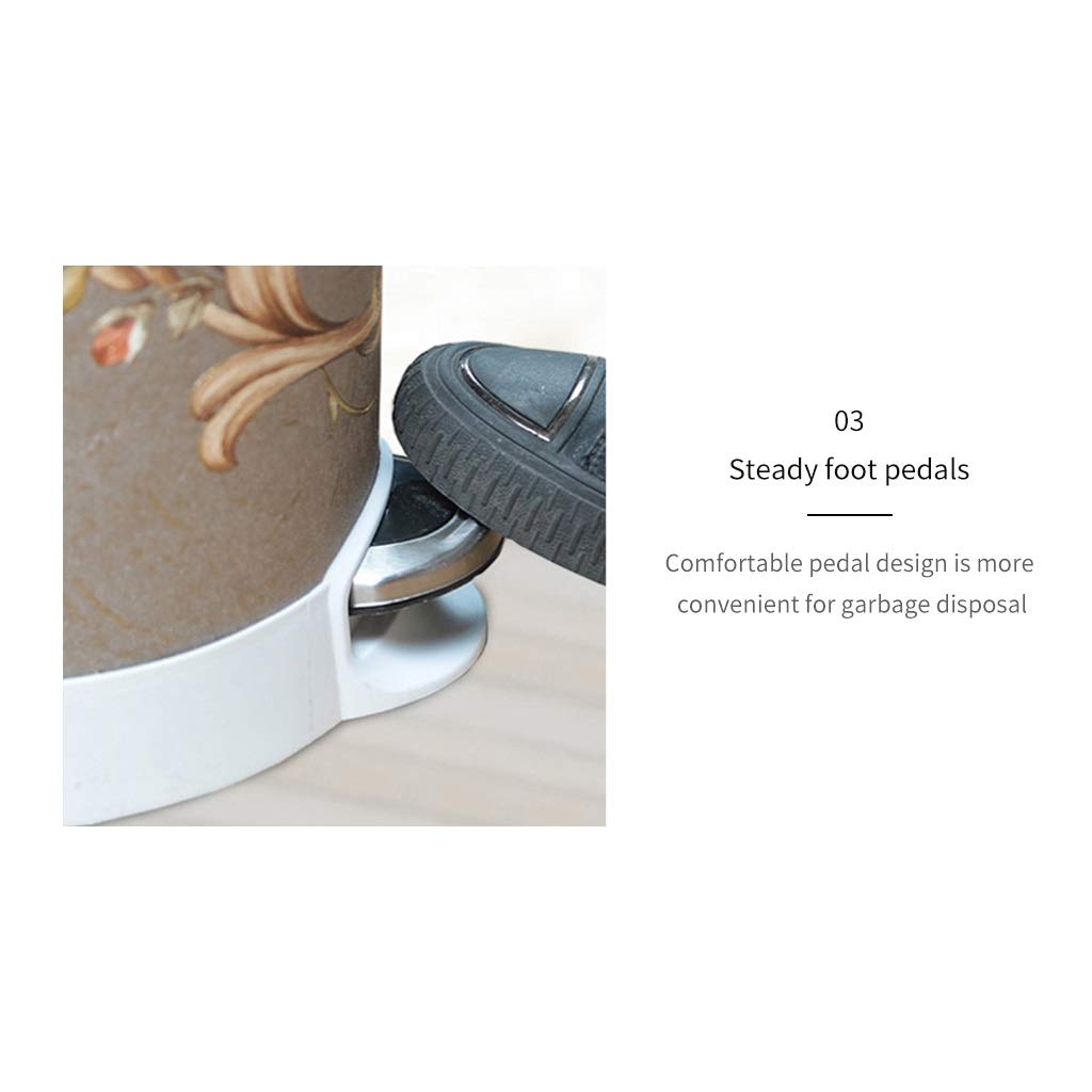 Creative Pedal Trash Can with Lid - Mute Plastic Waste Bin for Kitchen, Bathroom & Bedroom - Simple Human Style (Brown) | Ideal for Home, Office & Dorm Organization