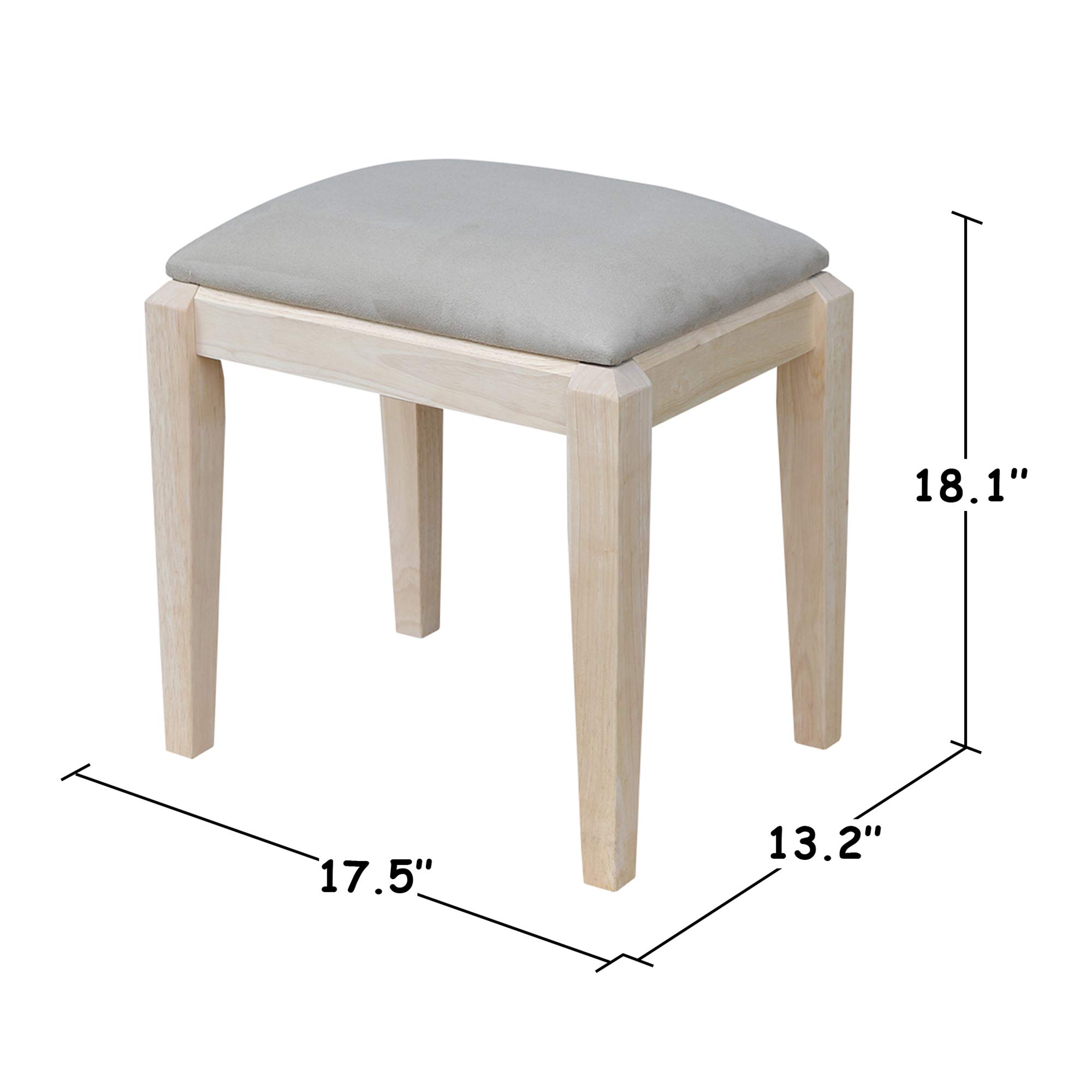 IC International Concepts Unfinished Vanity Table with Bench, 40.2