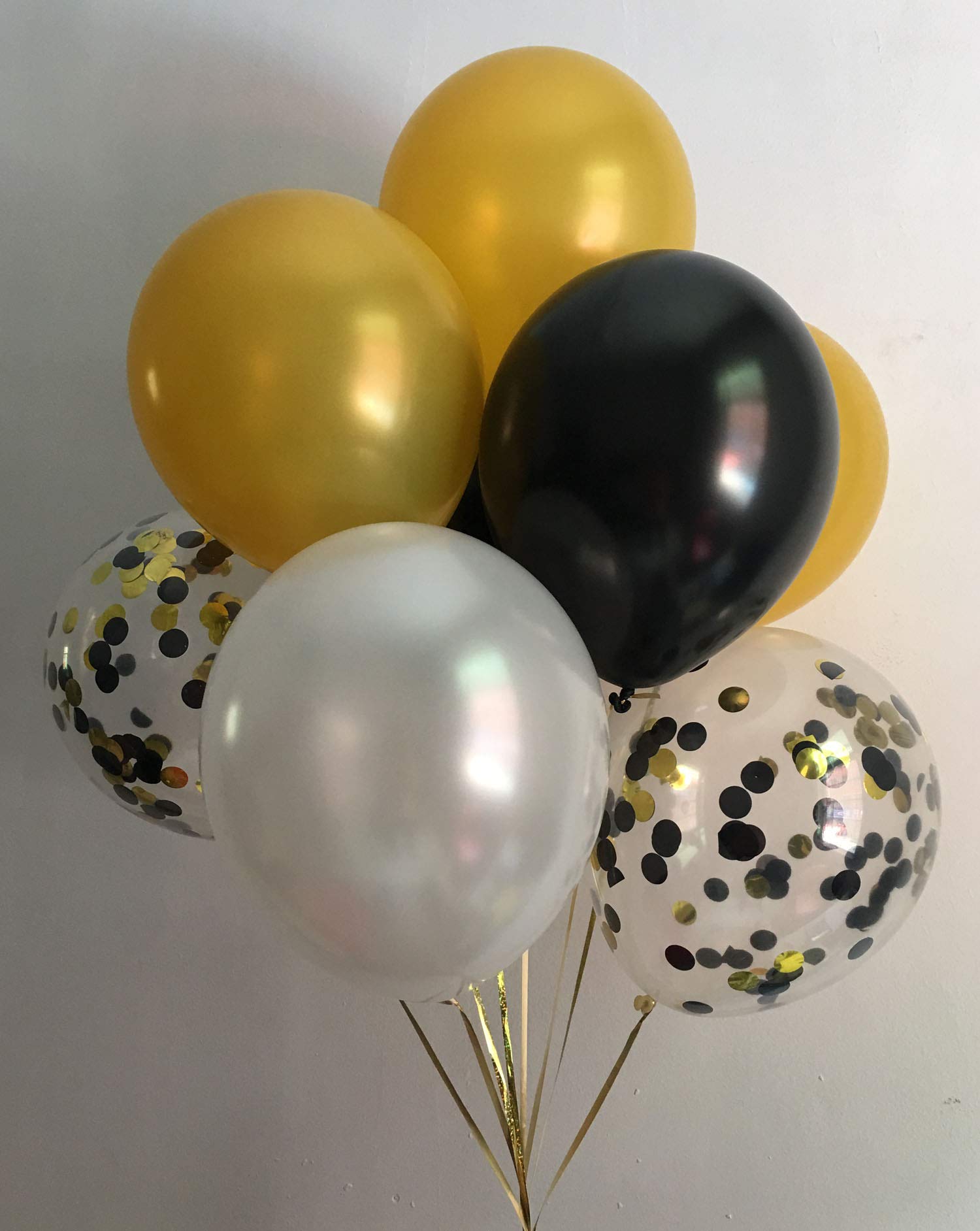 Black Gold Confetti Balloons for Party Decor - Birthday Wedding Graduation Decorations