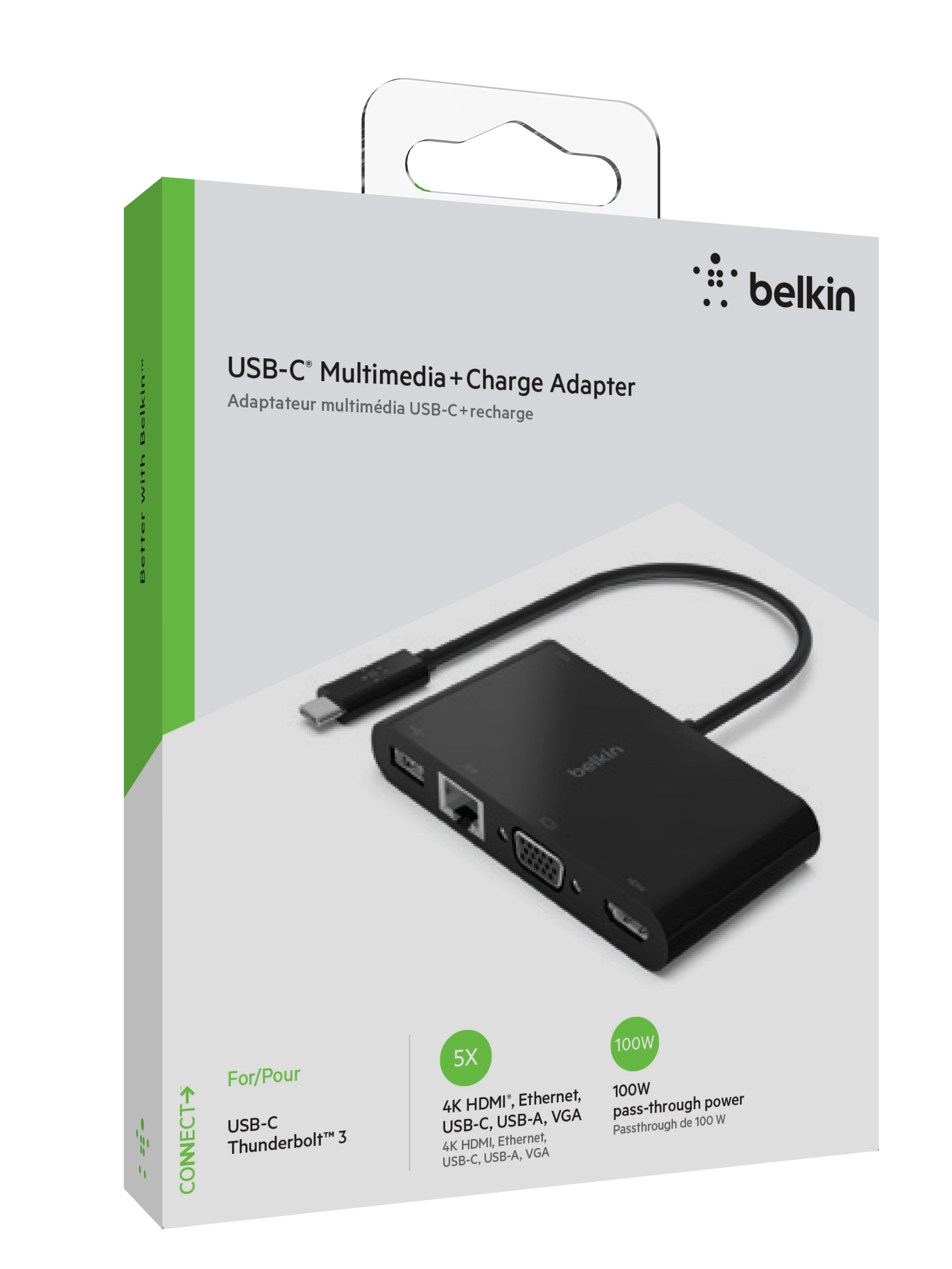 Belkin USB C Multimedia Hub & 100W Charging Adapter - 4K HDMI, USB Ports, PD Fast Charge for MacBook, iPad, iPhone - Perfect for Home Office & Travel