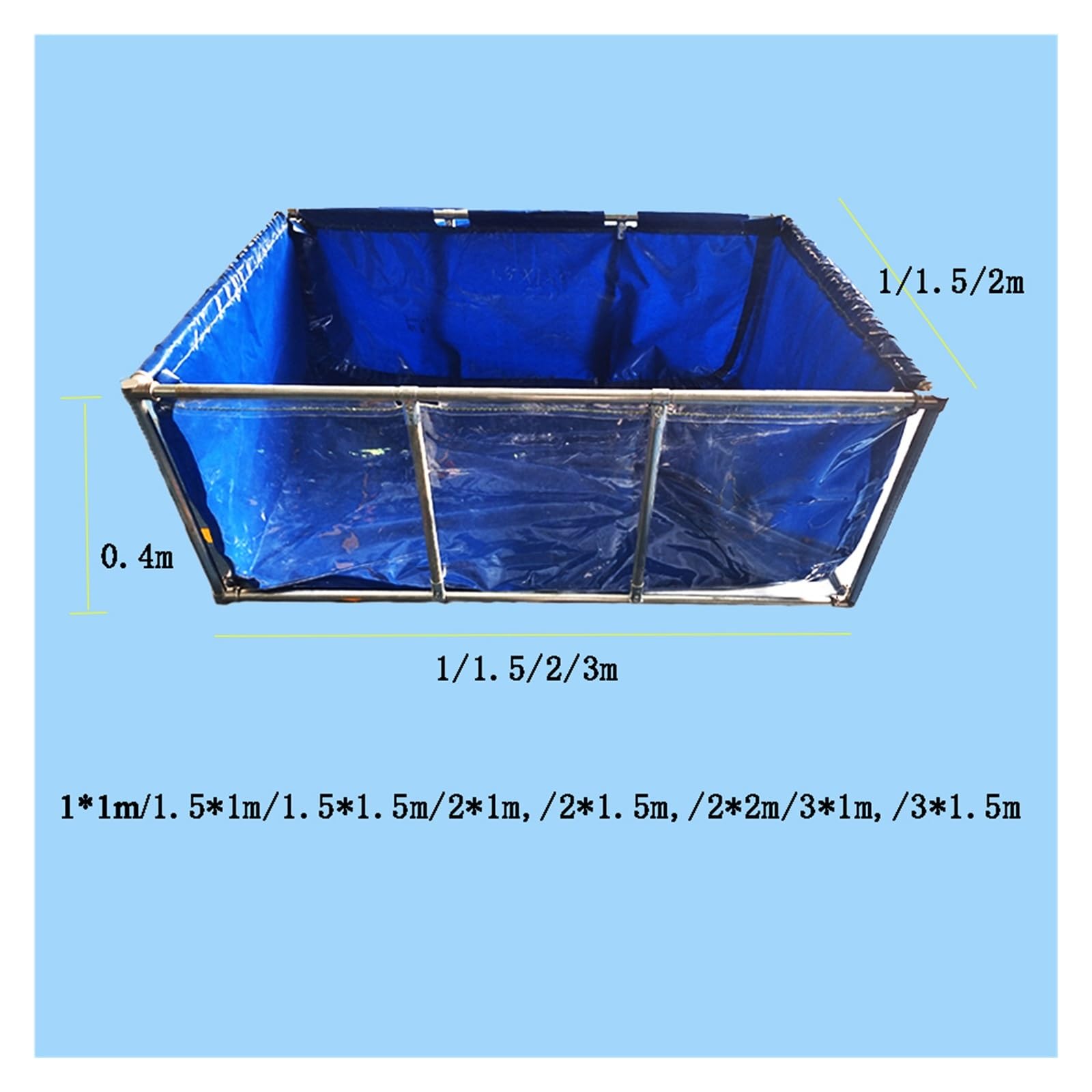 Above Ground Canvas Fish Pond - Large Transparent Aquaculture Pool for Temporary Fish Holding & Viewing (1x1m) - Perfect for Backyard, Garden, or Outdoor Fish Farming