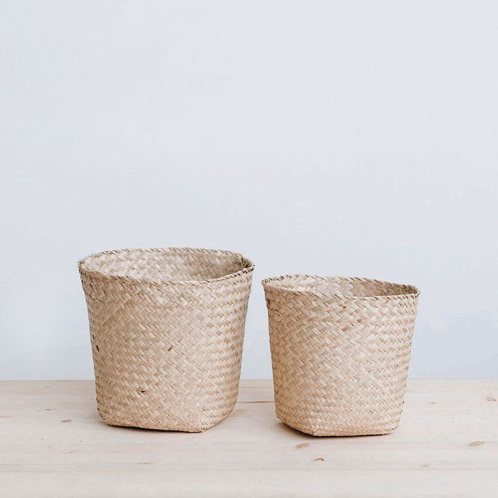 Handwoven Rattan Basket Planter for Indoor Plants - Perfect for Home Decor, Boho Style, and Shelf Display