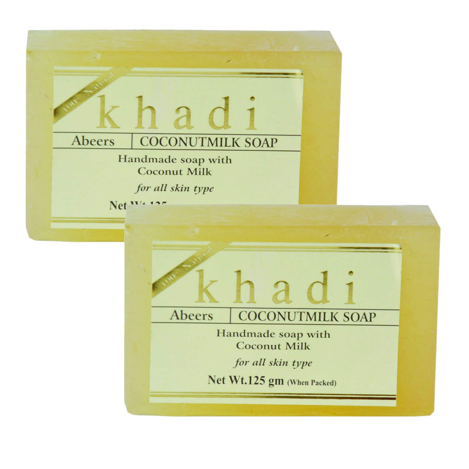 Khadi Abeers Pure Essence Coconut Milk Soap with Essential Oils - 125g (Pack of 2) - Natural Moisturizing & Nourishing Bar Soap for Dry Skin - Perfect for Daily Face & Body Cleansing, Spa & Relaxation