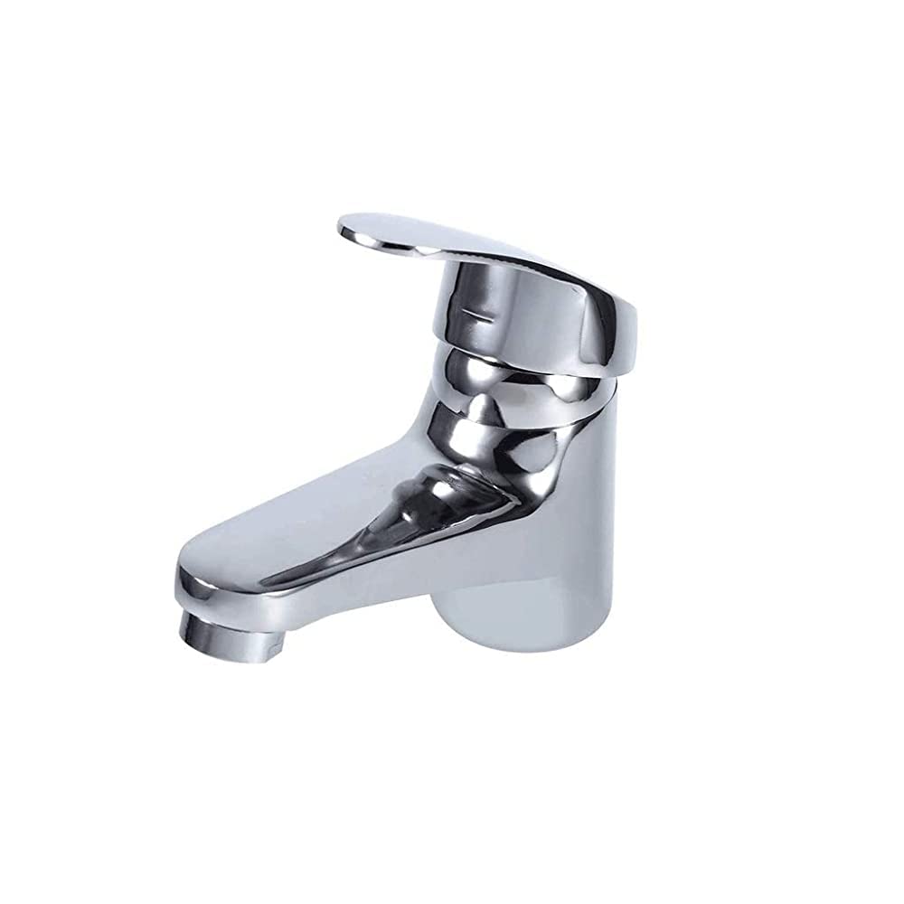 MERTNK Single Lever Deck Mounted Chrome Bathroom Faucet - Hot and Cold Water Mixer Tap for Sink Basin - Perfect for Modern Bathrooms, Powder Rooms & Vanities