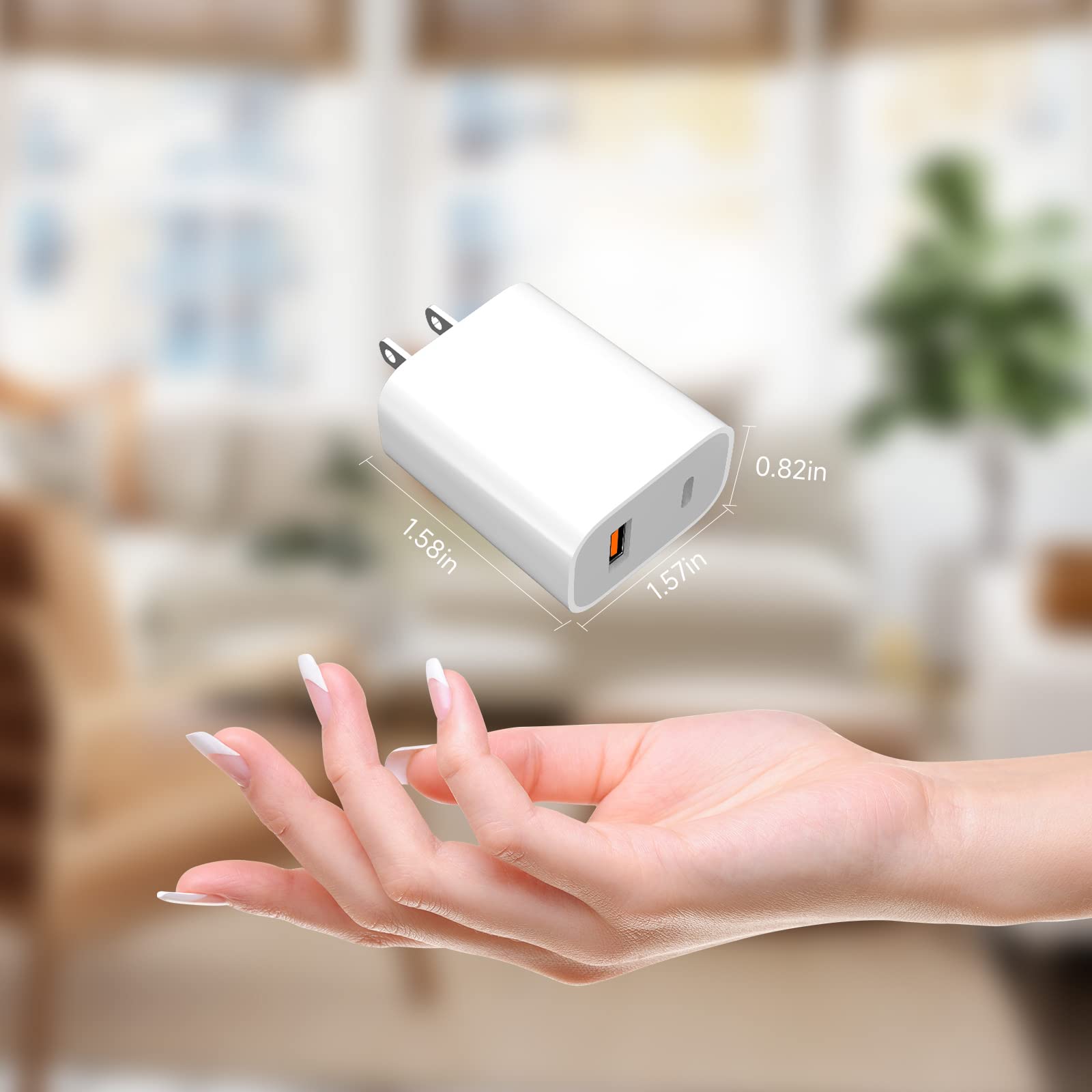 20W Dual Port USB C Fast Charger Block - Compatible with iPhone 15/14/13/12/11/X/SE3, iPad Pro & Apple Watch - Compact Charging Cube Adapter for Home, Office & Travel