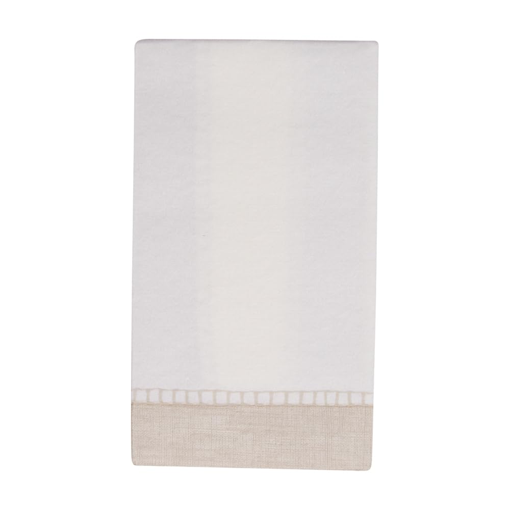 Premium Caspari Linen Border Paper Guest Towels - Natural Color, 48 Count (4 Packs of 12) - Perfect for Weddings, Parties & Upscale Events
