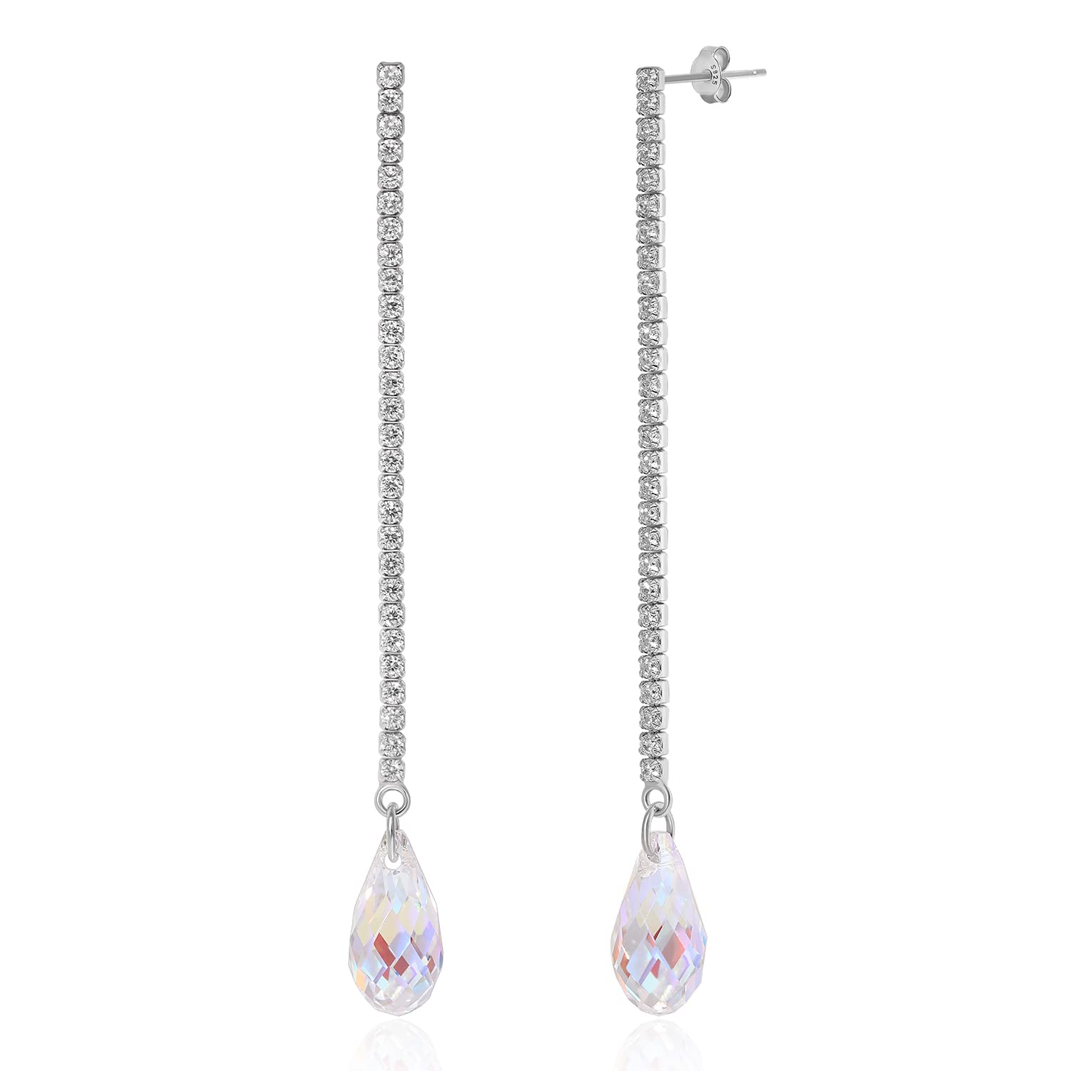 Meissa Teardrop Dangle Earrings for Women - Elegant Silver Statement Jewelry for Prom, Wedding & Bridal Accessories | Perfect for Evening Parties, Date Nights & Special Occasions