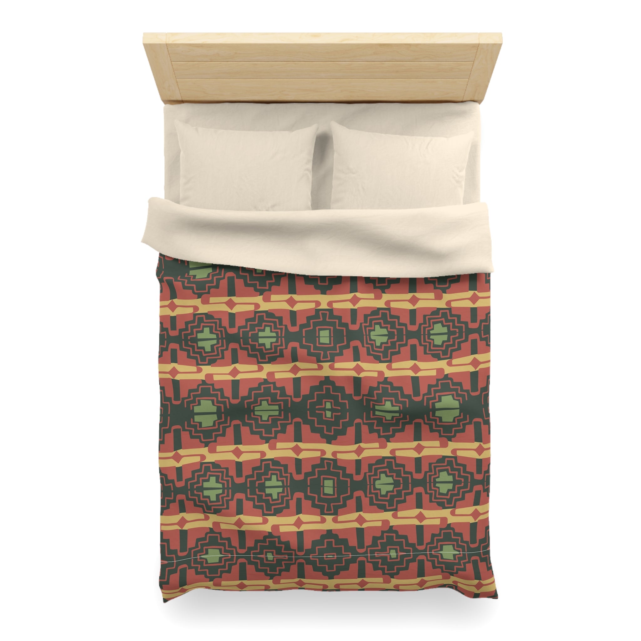 Soft Microfiber Duvet Cover Set - Southwestern Dune Pattern - Queen Size Bedding for Cozy Home & Hotel Use