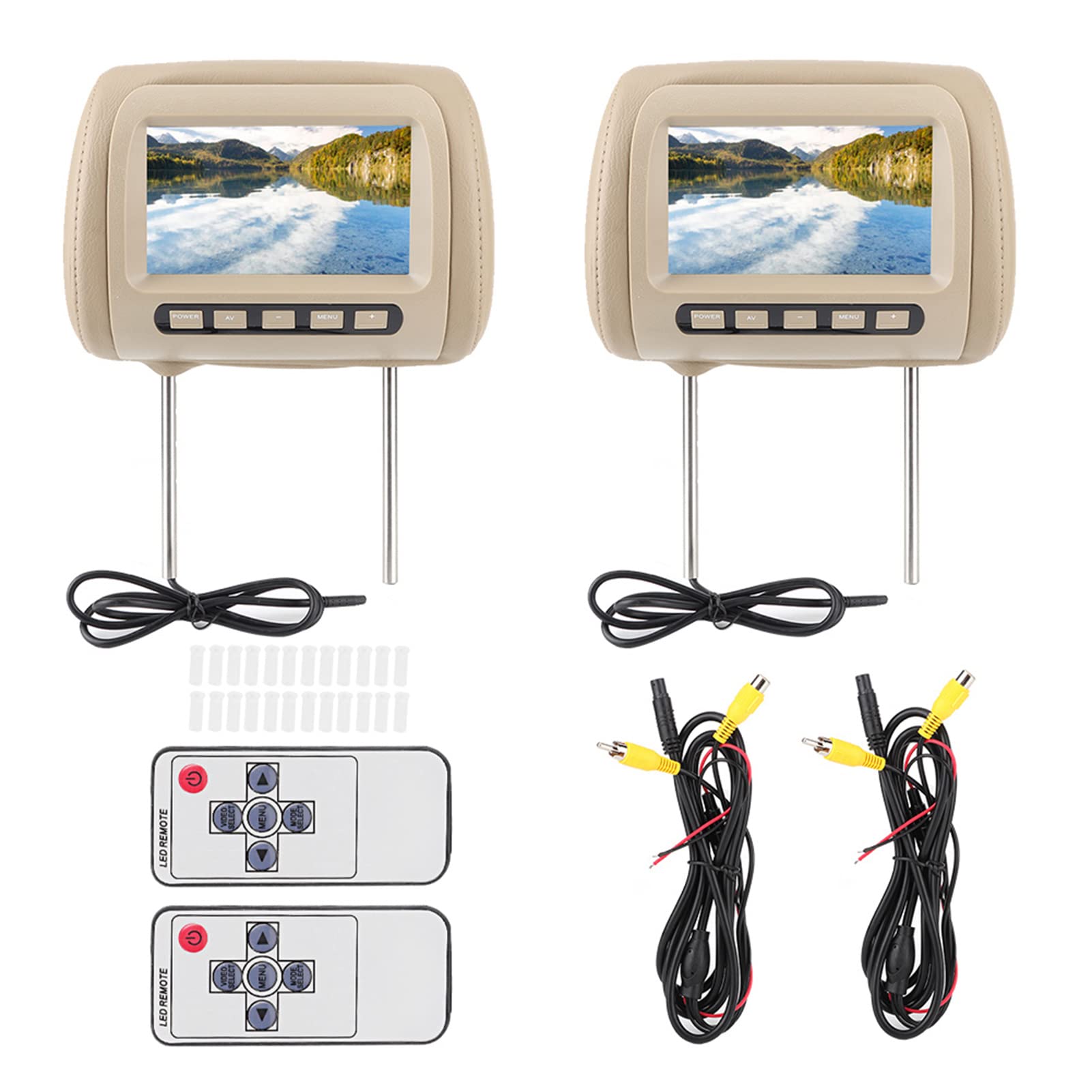 1 Pair 7-inch HD Car Headrest DVD Player with Video Playback - Perfect for Road Trips & Family Travel Entertainment