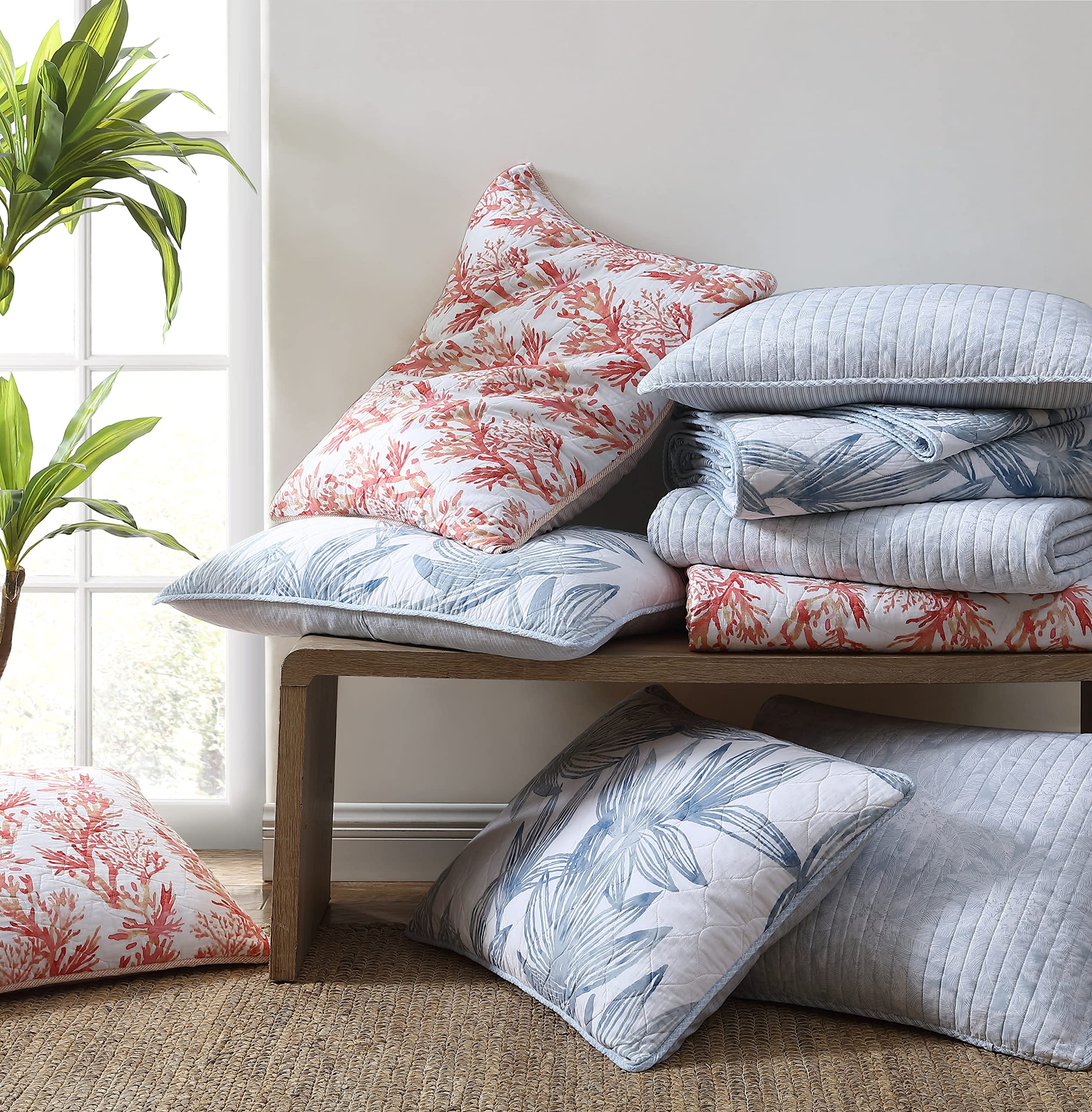 Tommy Bahama Reversible Queen Quilt Set - 100% Cotton Beach Themed Bedding with Matching Shams, All-Season Comfort in Beach Bliss Grey | Perfect for Coastal Bedrooms, Guest Rooms & Vacation Homes