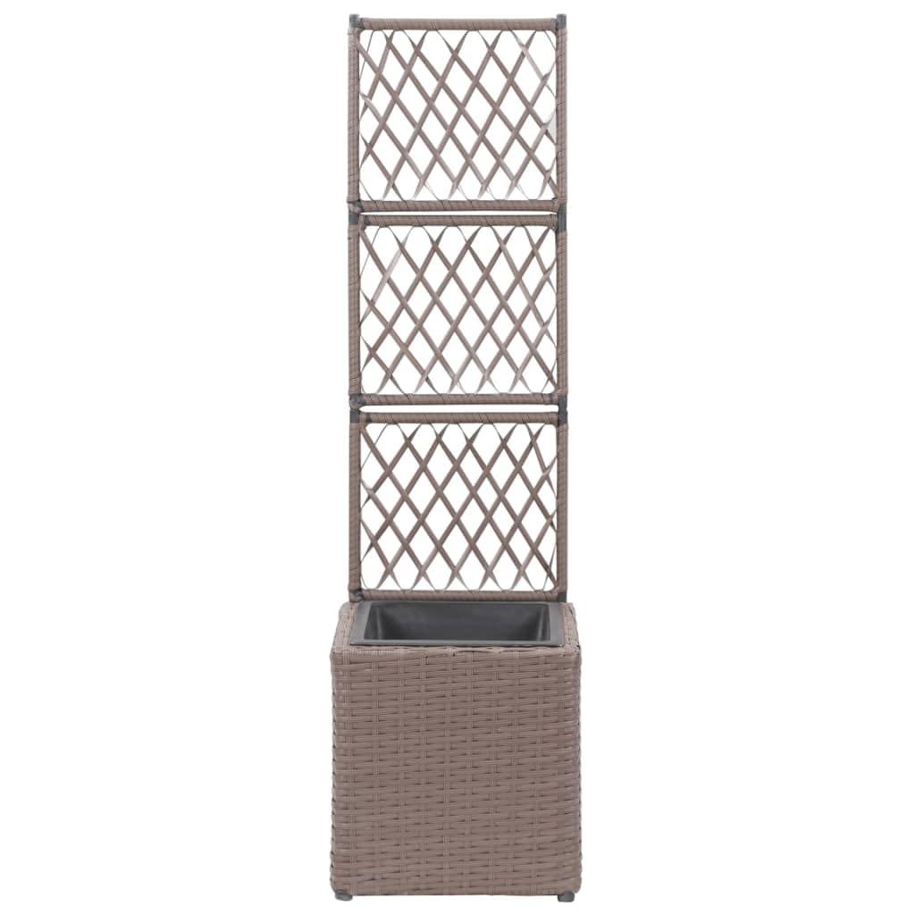 Brown Poly Rattan Trellis Raised Garden Bed with 1 Pot - 11.8