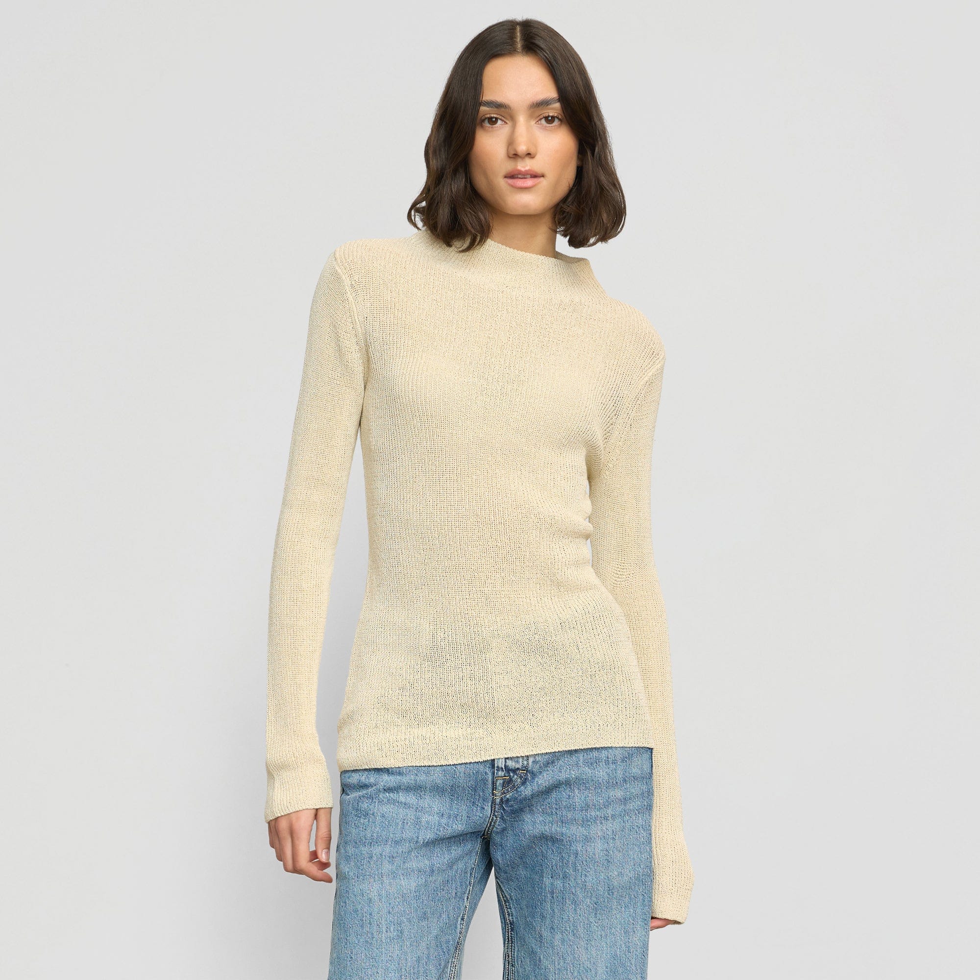 Lynne Slim Semi-Sheer Knit Sweater for Women - Lightweight Comfortable Pullover for Casual Wear & Layering