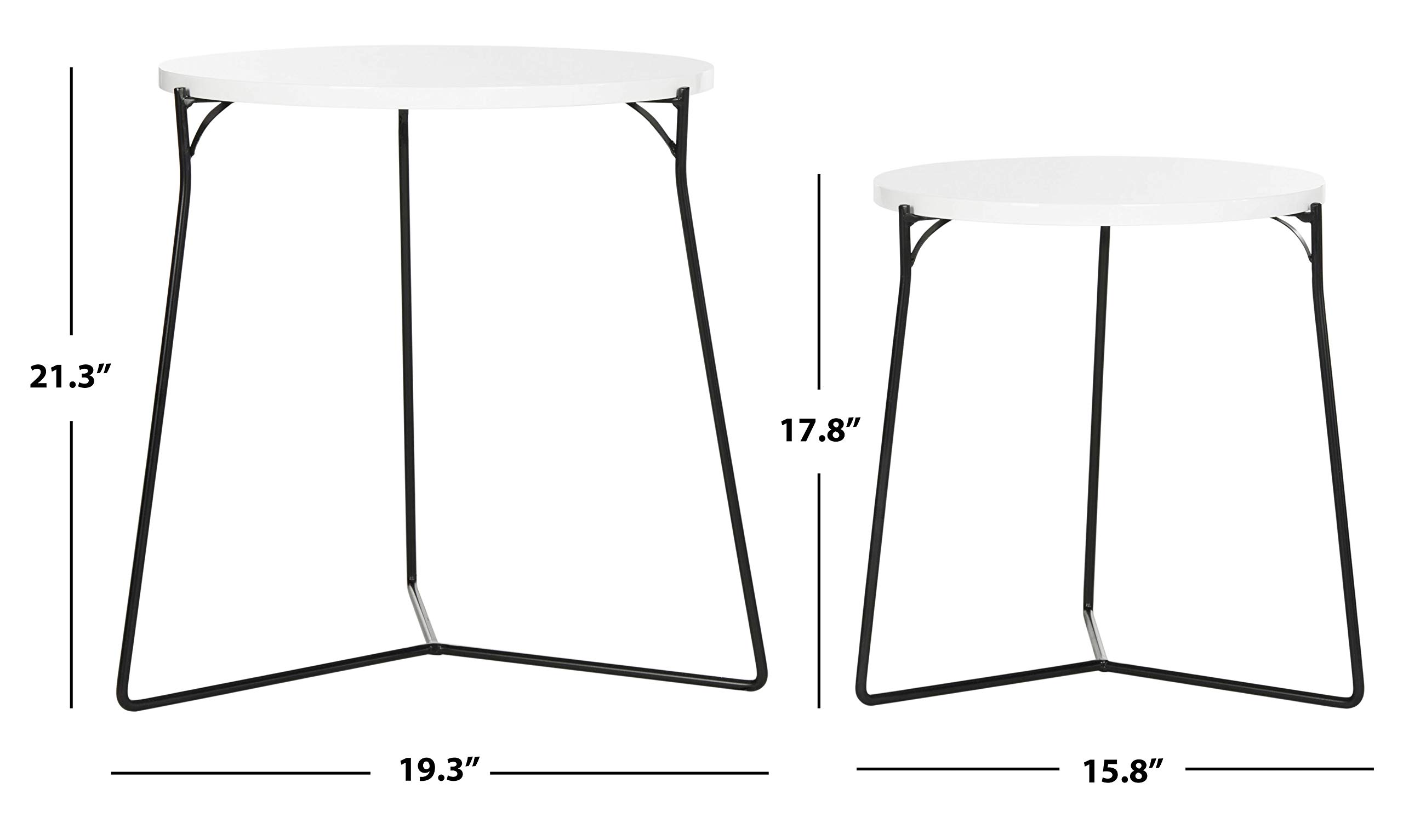 Safavieh Ryne Modern White Lacquer Round End Table - Stackable Side Table for Living Room, Bedroom & Office Decor