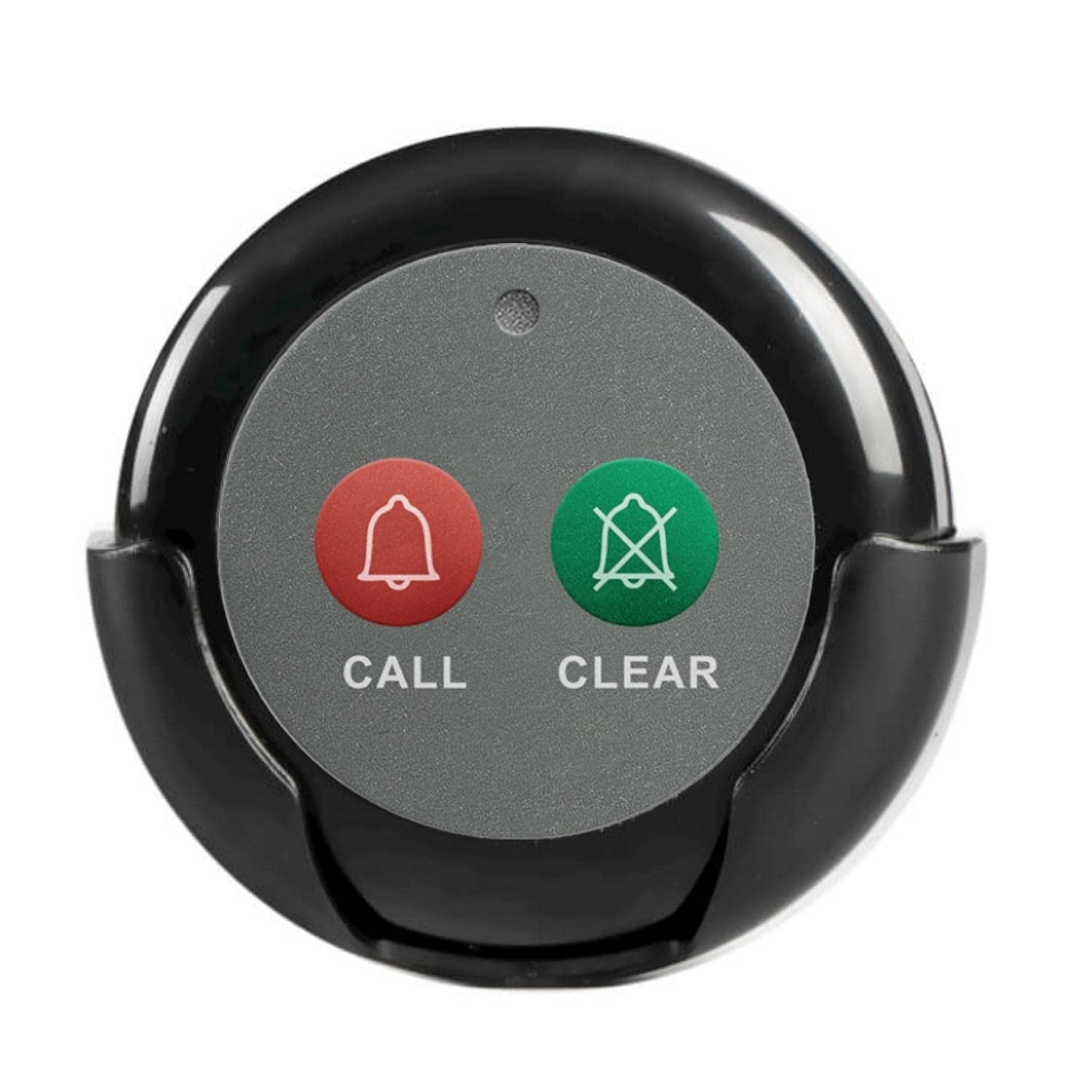 Dual Function Wireless Call Buttons - 2 Pack Black Caregiver Pager for Nursing Homes, Clinics & Restaurants | Portable Wireless Call System with Clear Alert | Ideal for Elderly Care, Patient Assistance & Food Service Staff